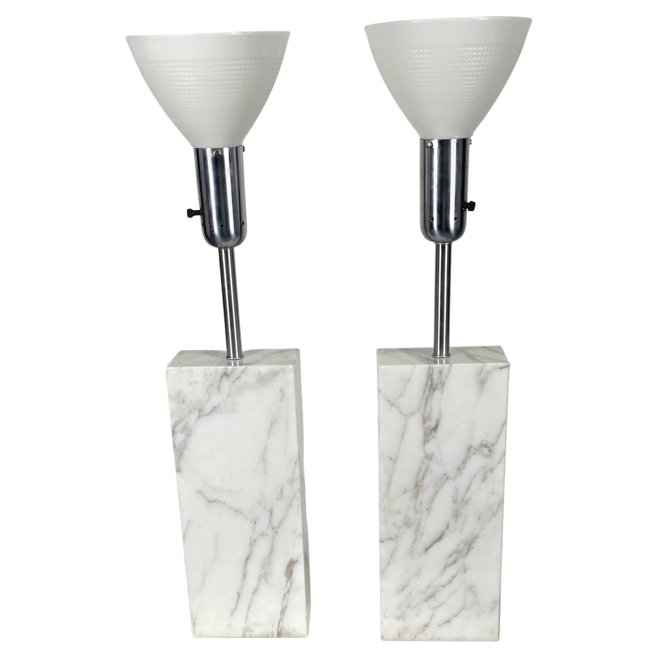 Pair Large Elizabeth Kauffer Nessen Studios Marble Table Lamps