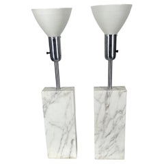 Pair Large Elizabeth Kauffer Nessen Studios Marble Table Lamps