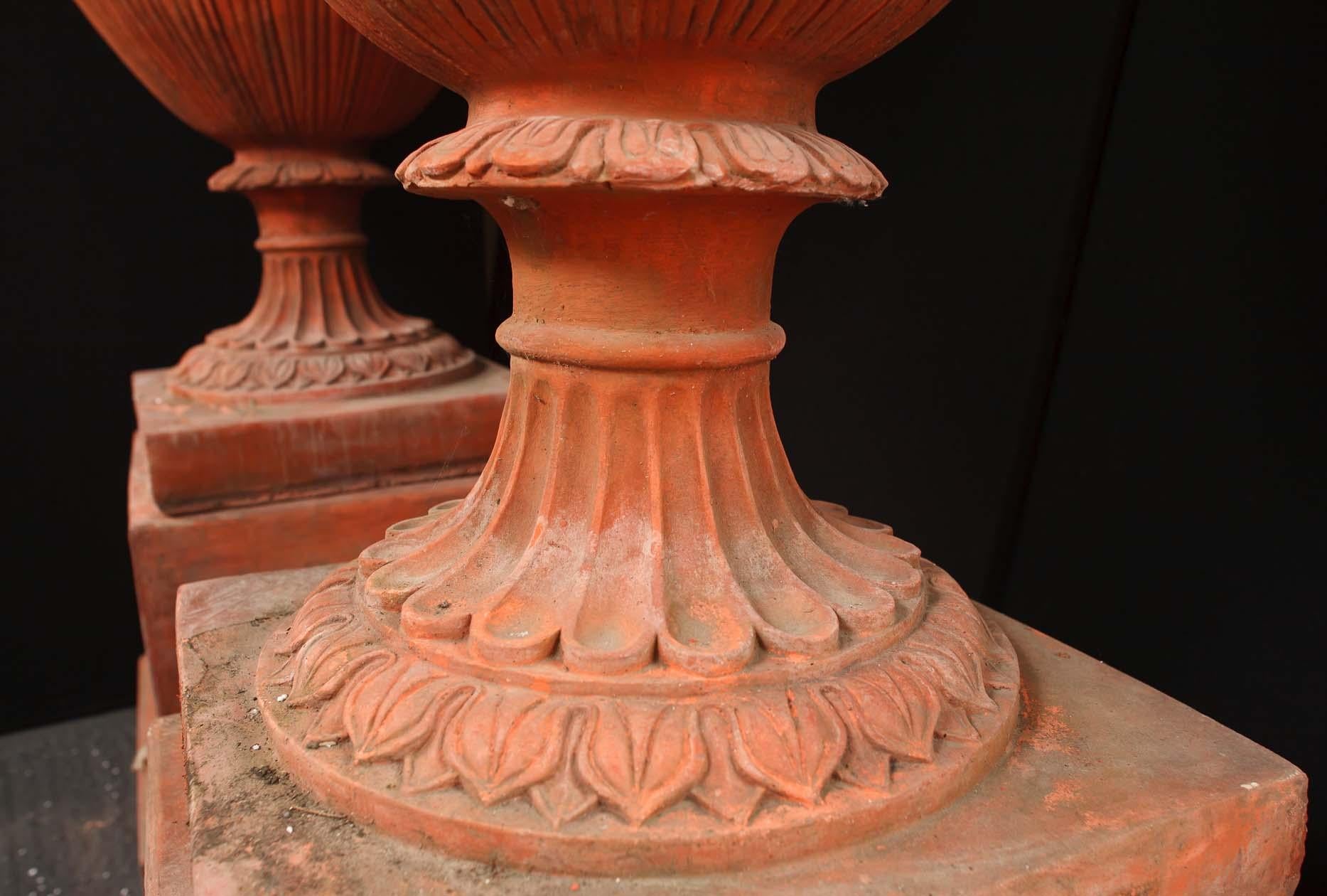 Pair Large English Terracotta Garden Urns Architectural Antiques 5