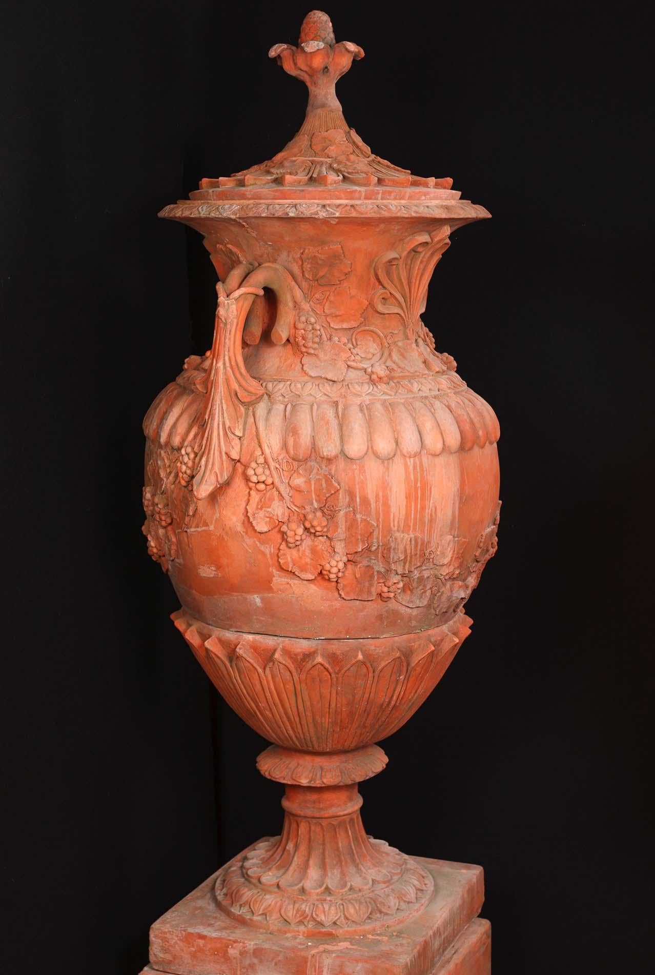 Pair Large English Terracotta Garden Urns Architectural Antiques 7