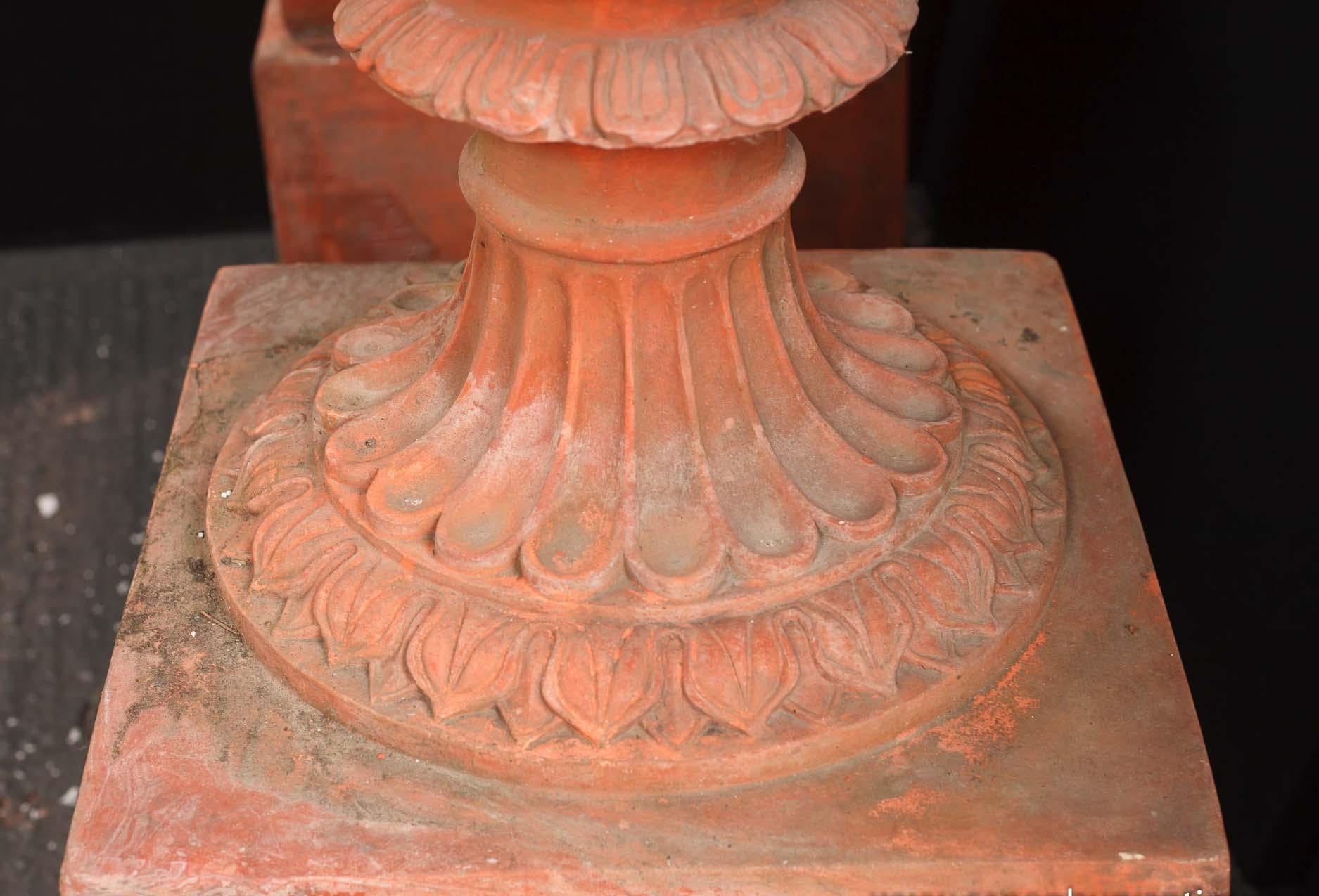 Contemporary Pair Large English Terracotta Garden Urns Architectural Antiques