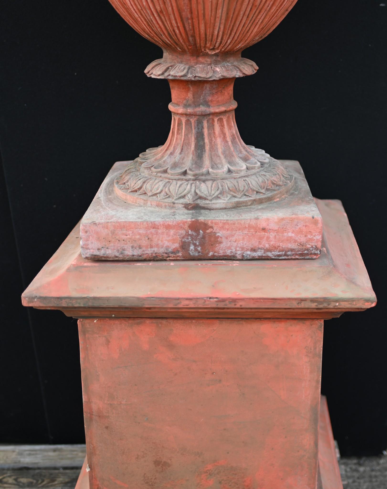 Pair Large English Terracotta Garden Urns Architectural Antiques For Sale 5