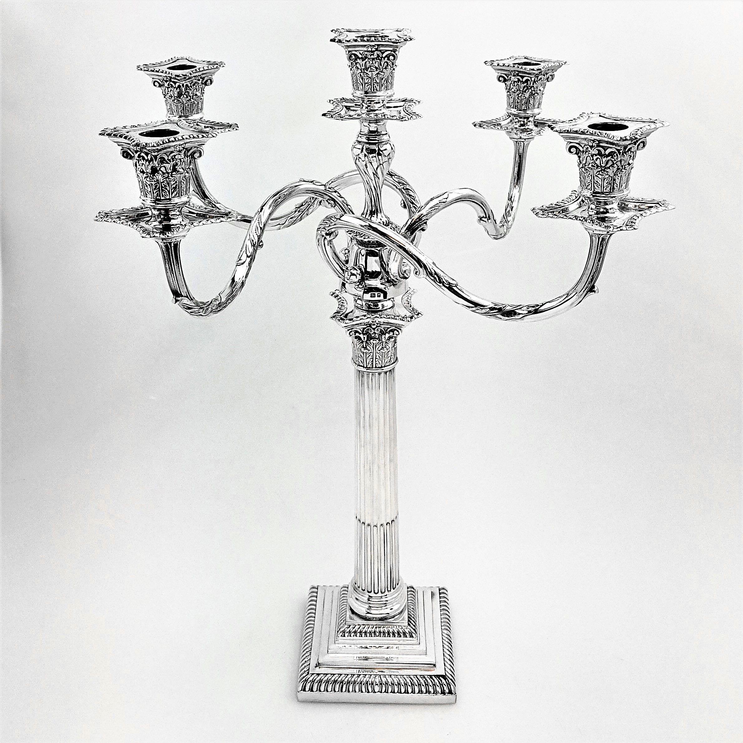 20th Century Pair of Large Five-Light Candelabra London 1924 Candlesticks