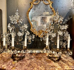 Pareja de grandes girándolas francesas de bronce estilo Bagues Git