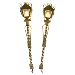 Pair Large French Wall Sconces Gilbert Poillerat Style