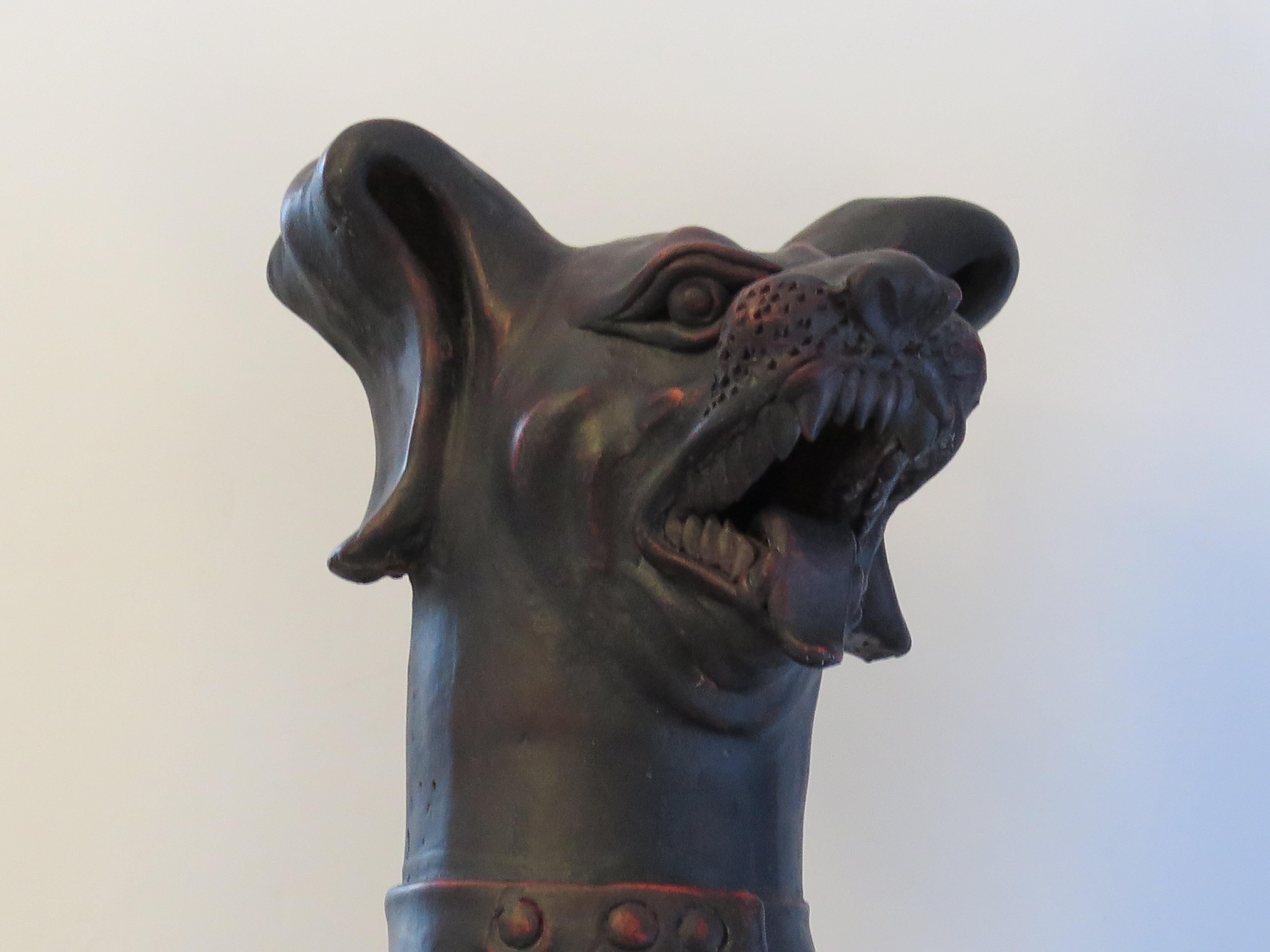 PAIR Large Grotesque Dogs earthenware pottery sculptures, 19th Century Italian For Sale 8