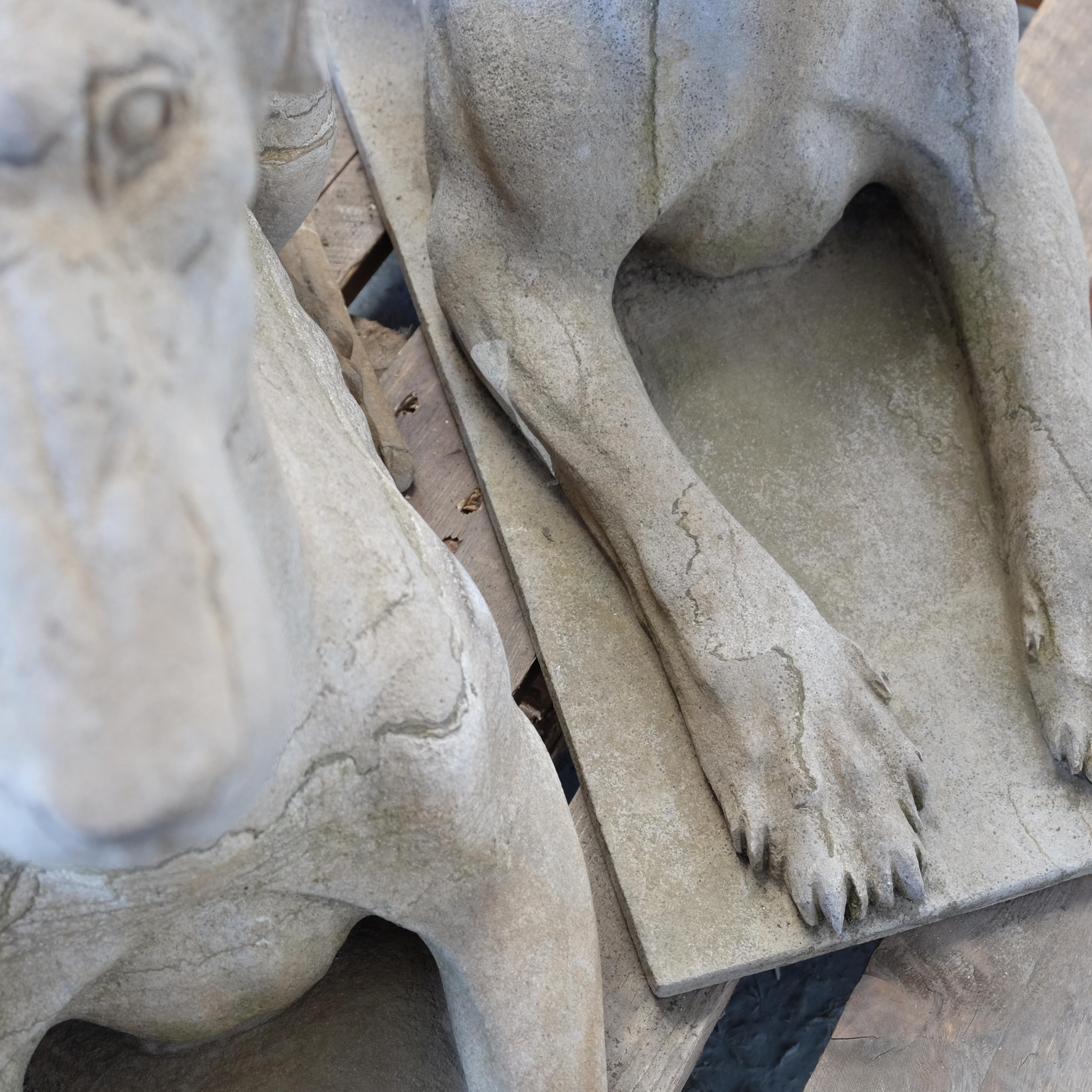 Very Large Hand Carved Quality Solid Stone Dog Statues 20th Century Garden, Pair For Sale 4