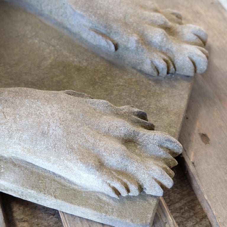 Very Large Hand Carved Quality Solid Stone Dog Statues 20th Century Garden, Pair For Sale at 1stDibs