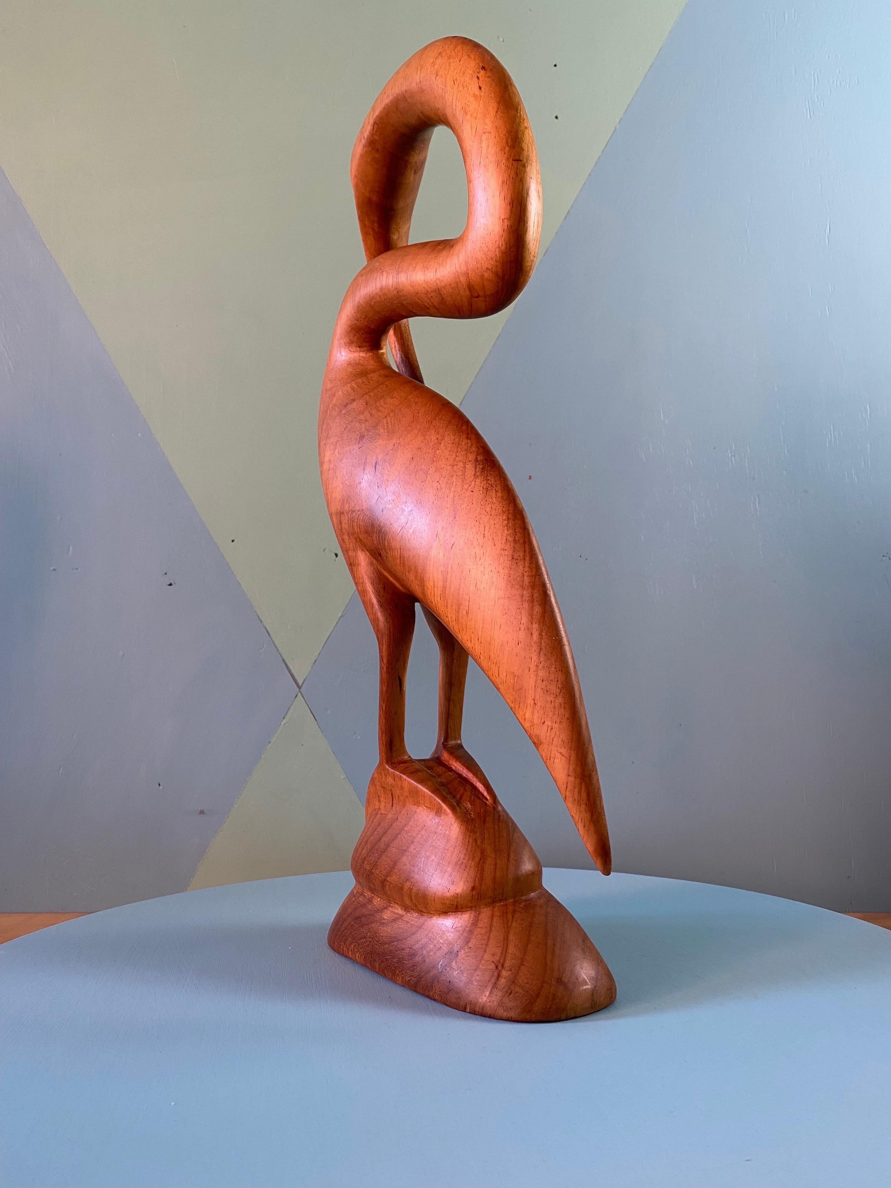 Pair Large Hand Carved Teak Herons, 1960s For Sale 4