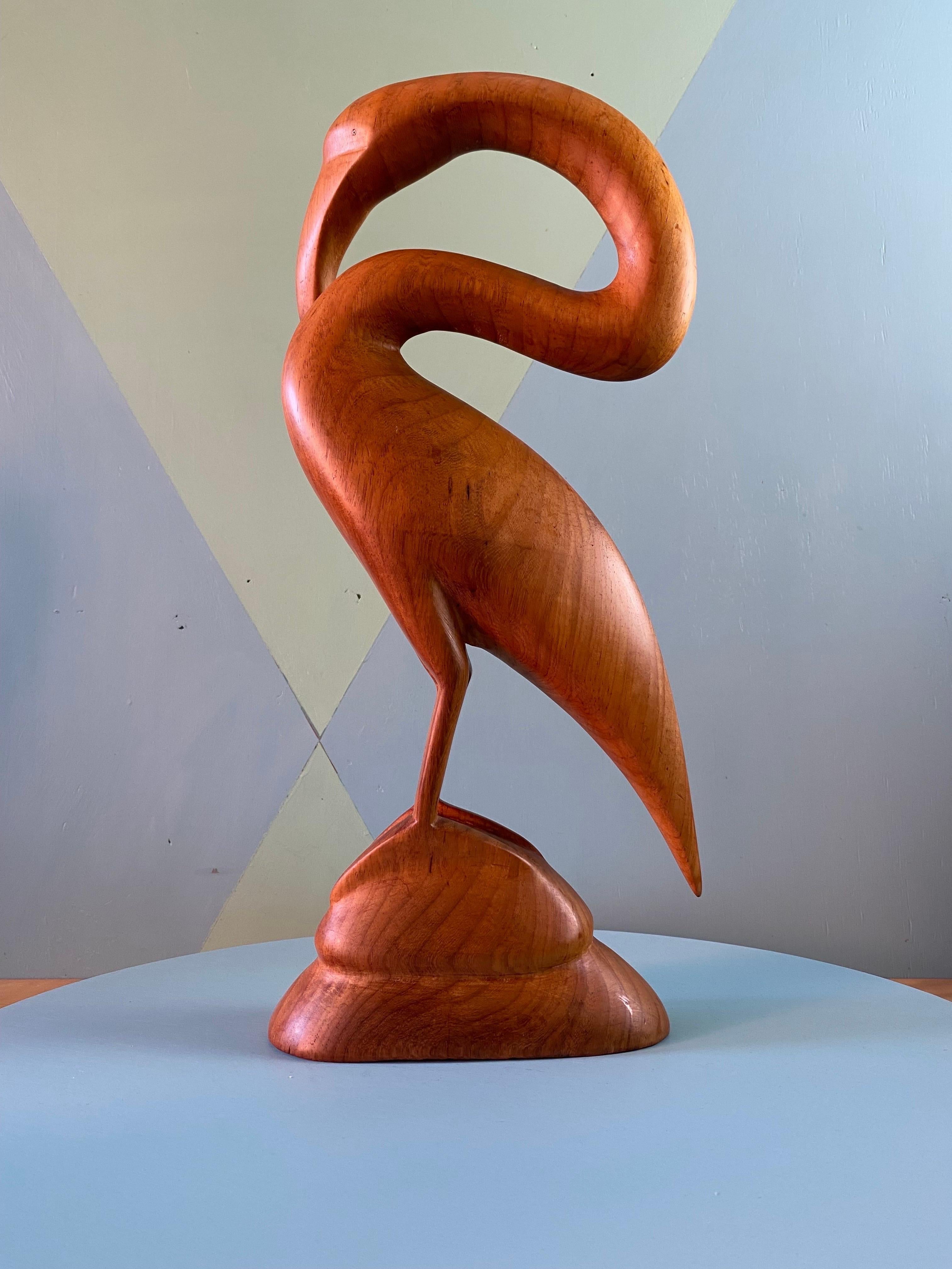 Pair Large Hand Carved Teak Herons, 1960s For Sale 5