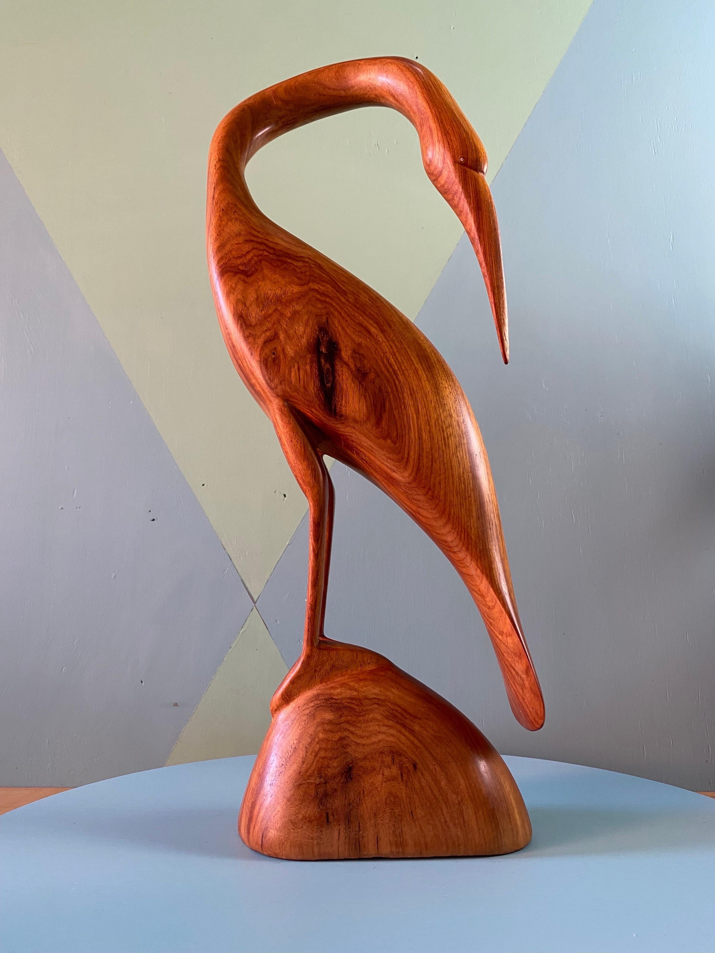 Pair Large Hand Carved Teak Herons, 1960s For Sale 1