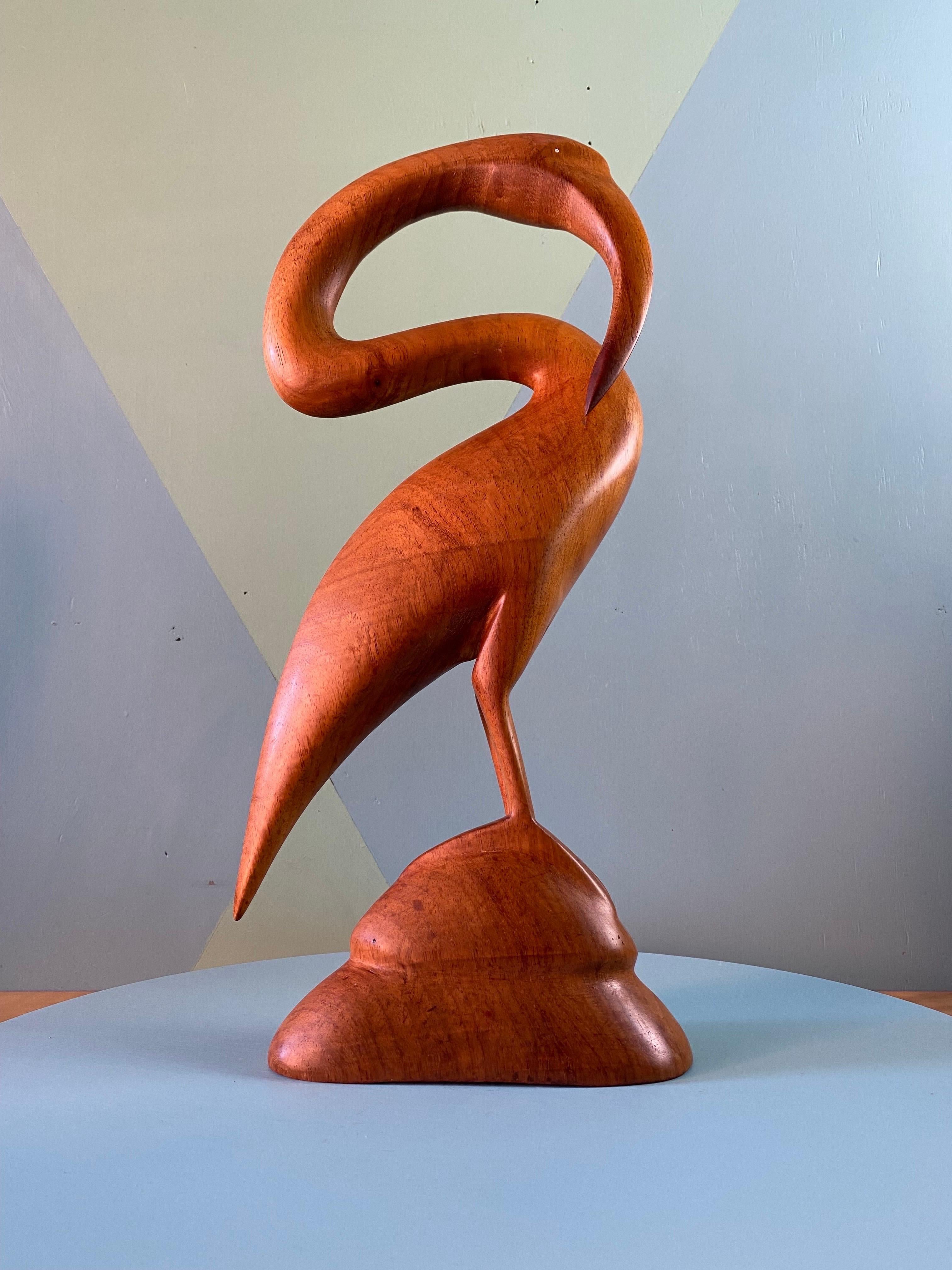 Pair Large Hand Carved Teak Herons, 1960s For Sale 2
