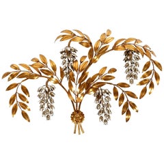 Large Hans Kögl Wall Lights Sconces Pioggia d'Oro, Gold Silver Metal 1970s, Pair