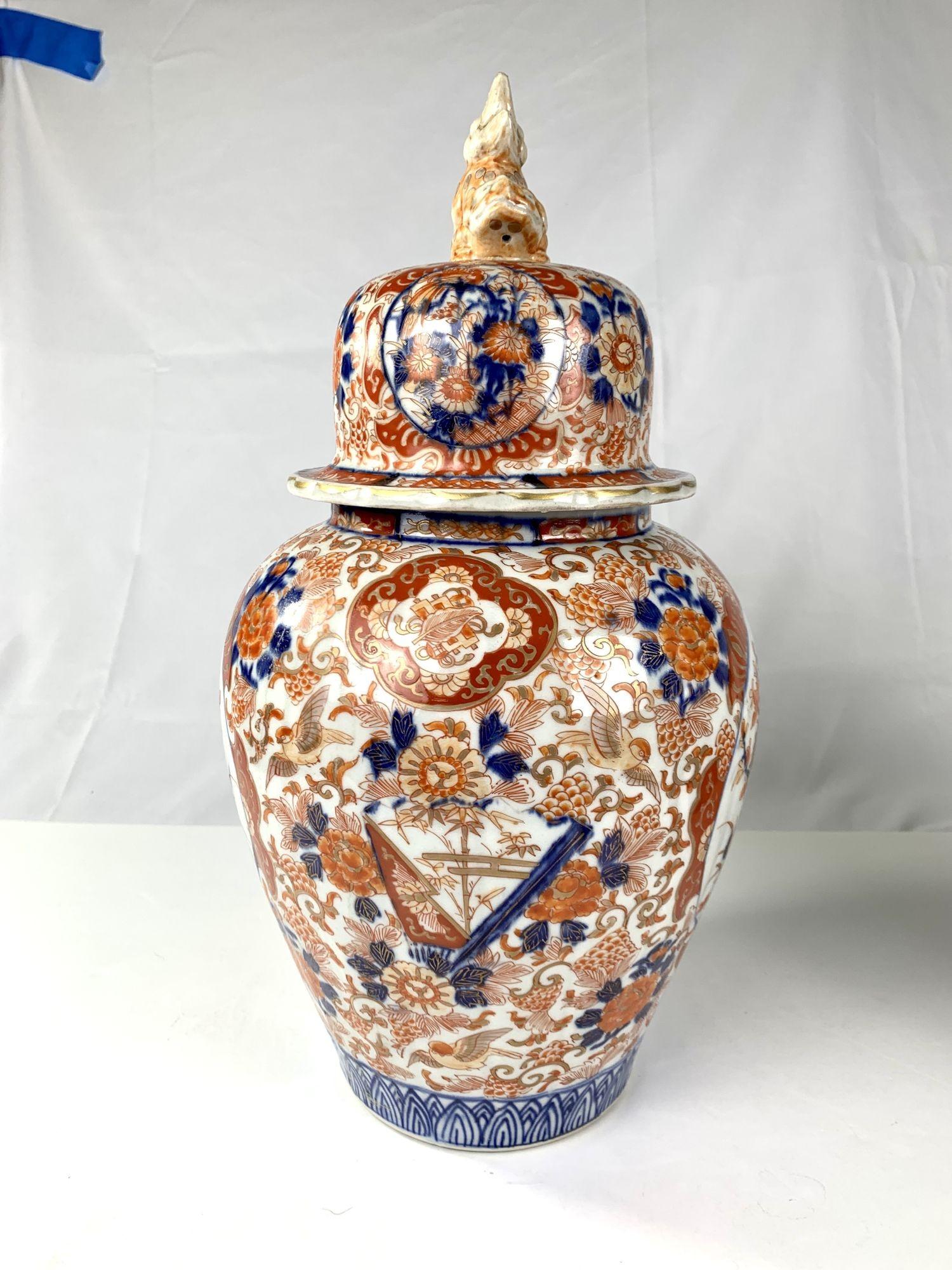 Pair Large Imari Jars Hand-Painted Porcelain Late 19th Century Meiji Period 2