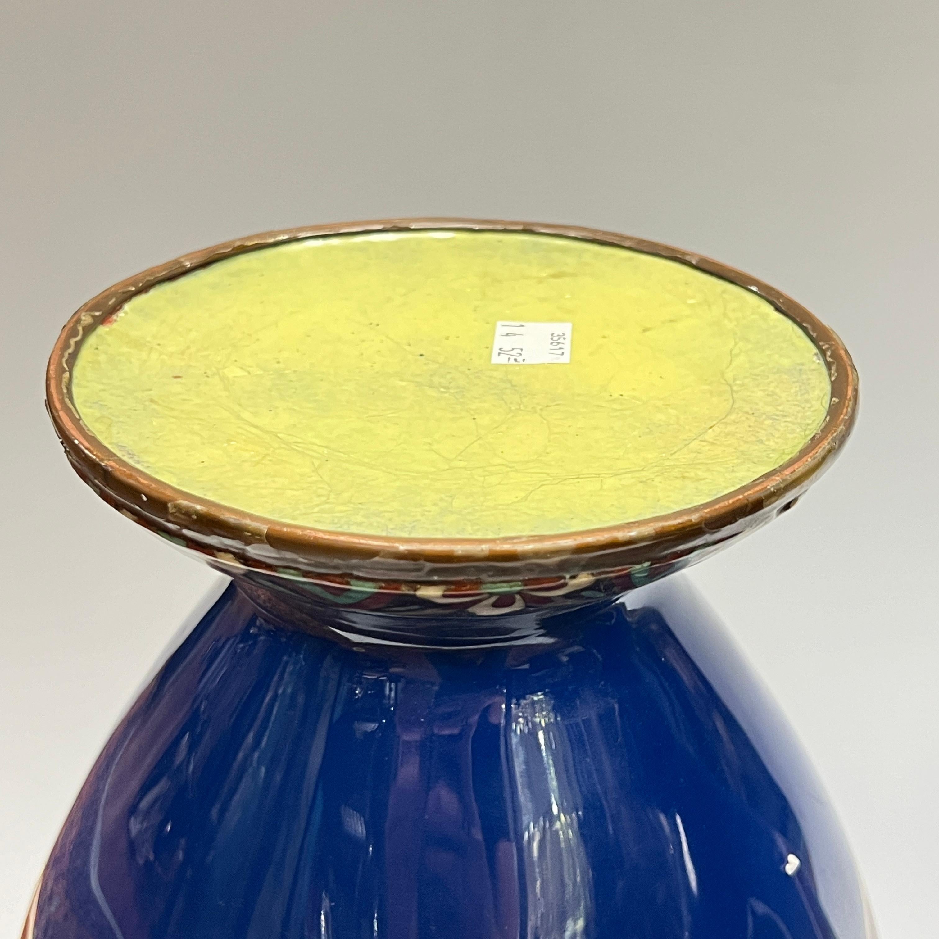 Pair Large Japanese Cloisonne Enamel Metal Vases For Sale 8