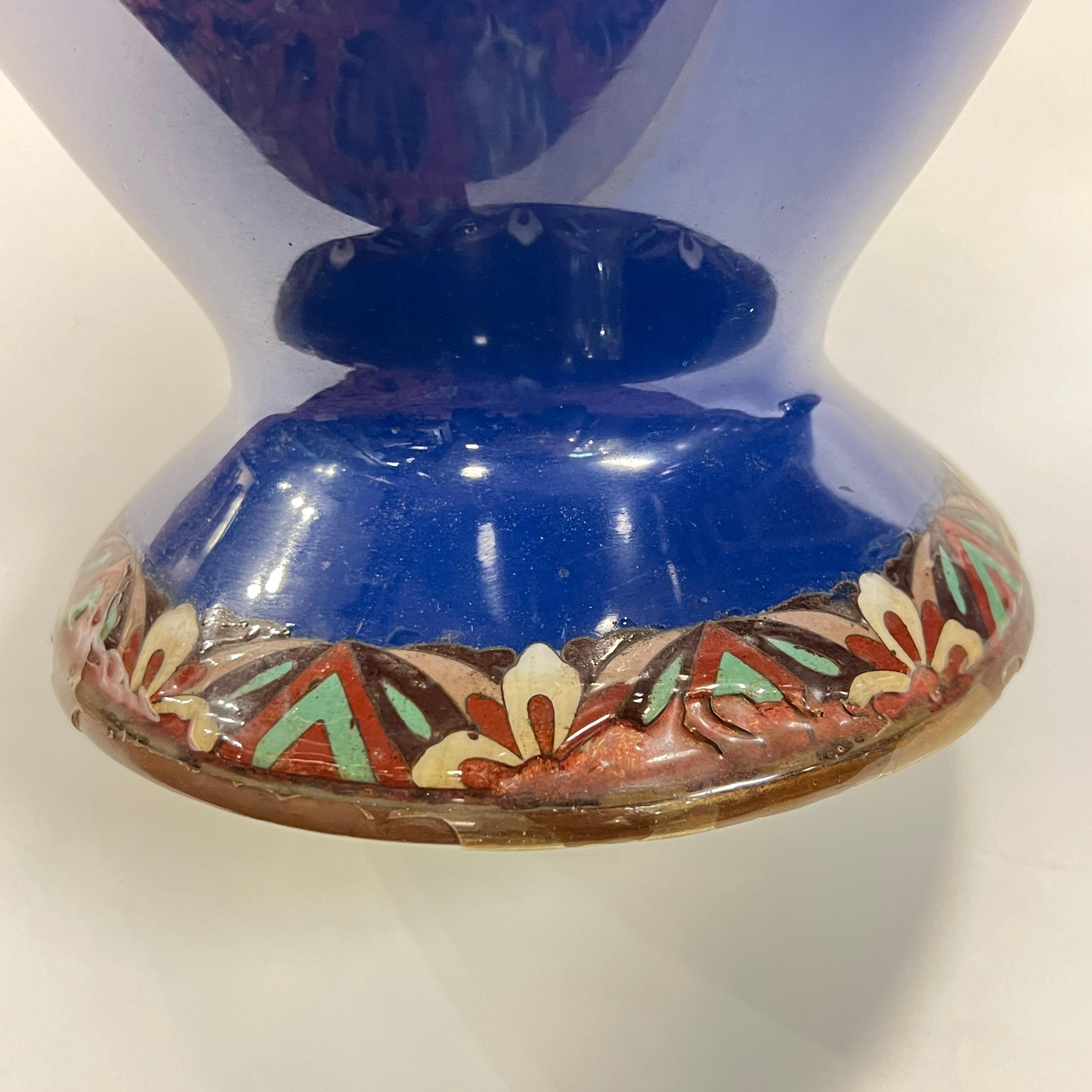 Pair Large Japanese Cloisonne Enamel Metal Vases For Sale 11