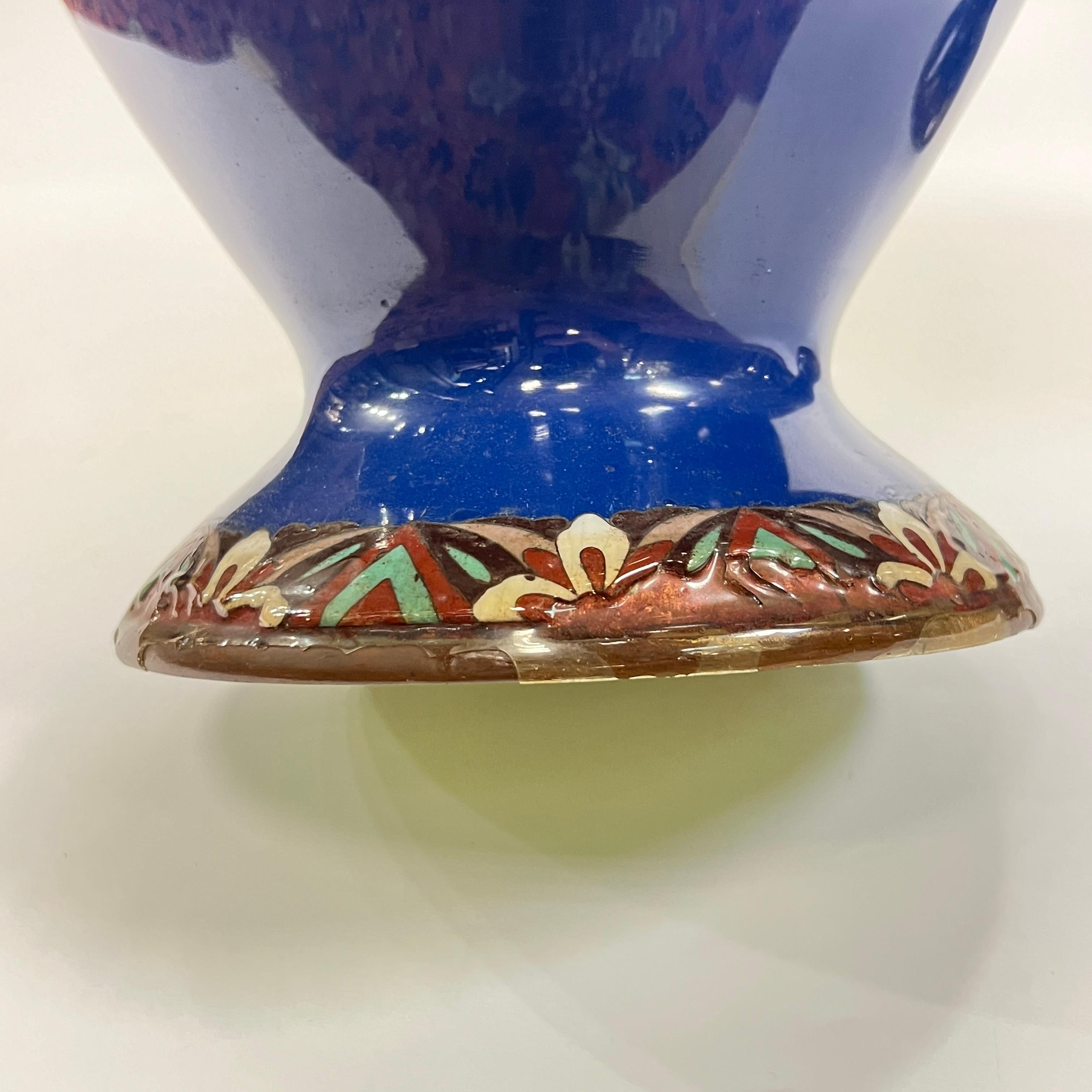 Pair Large Japanese Cloisonne Enamel Metal Vases For Sale 12