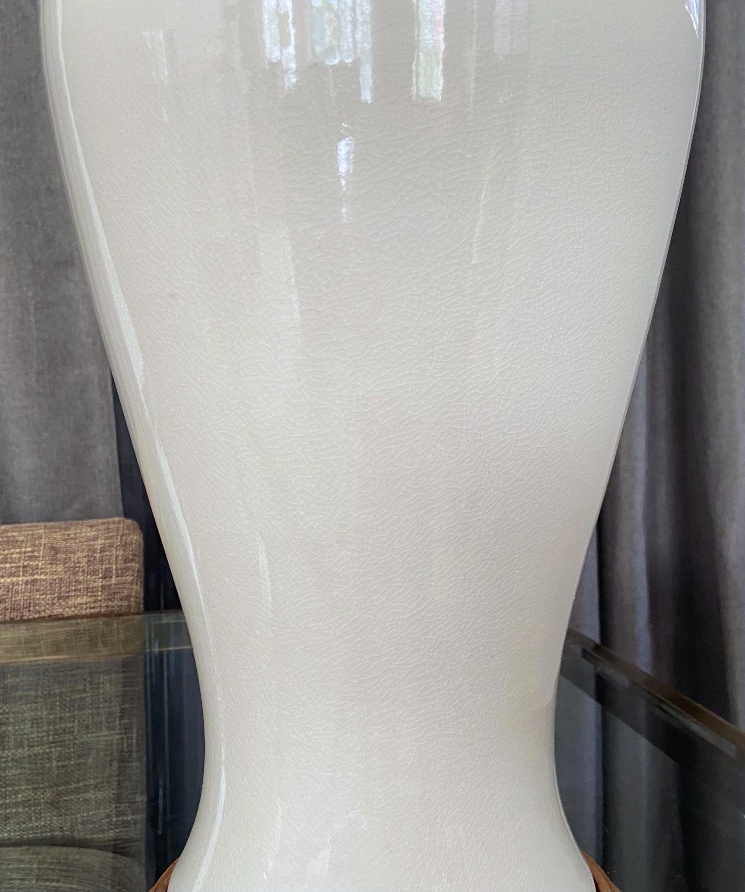 Pair Large Japanese Plume Blanc De Shine Porcelain Table Lamps 7