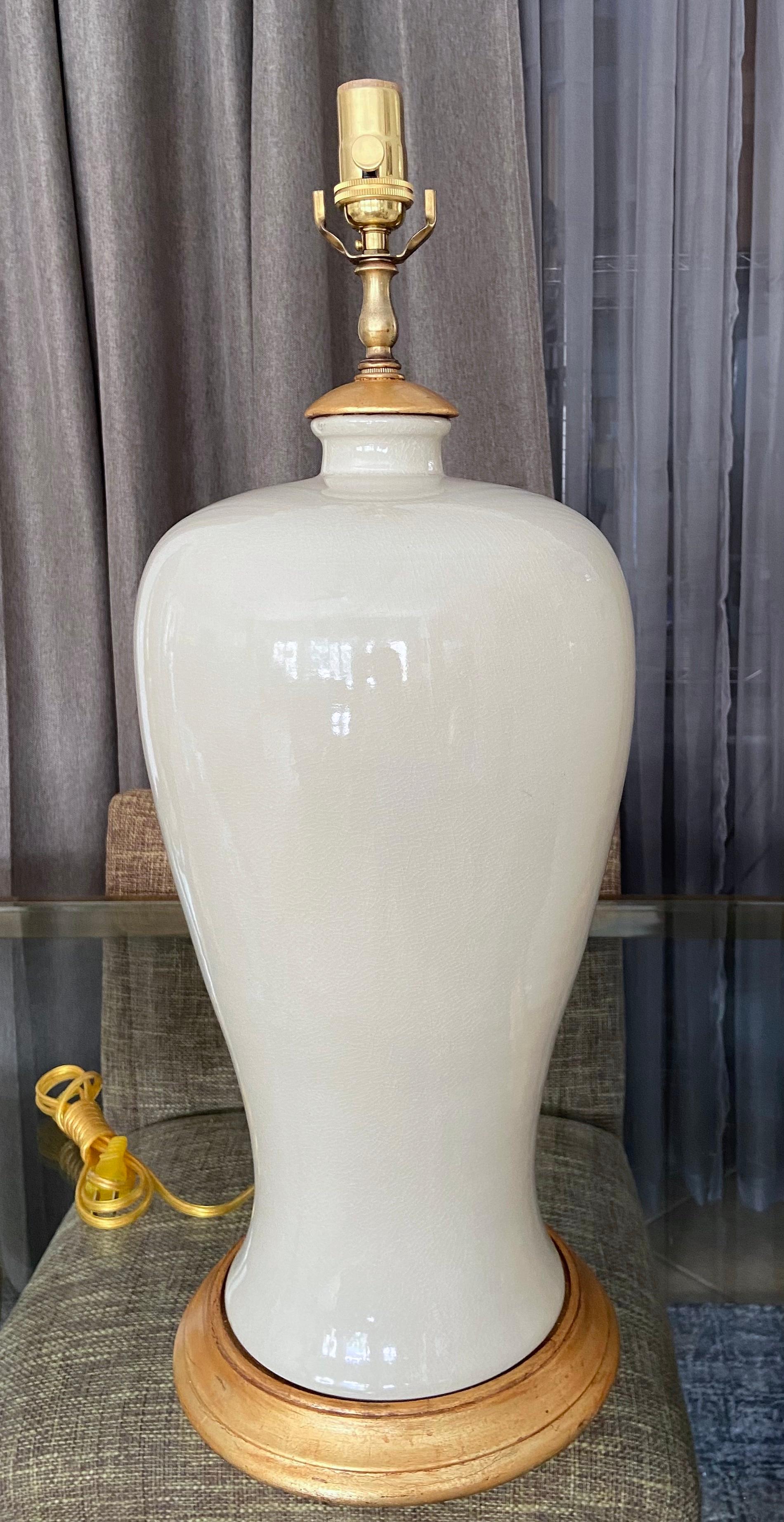 Pair Large Japanese Plume Blanc De Shine Porcelain Table Lamps 1