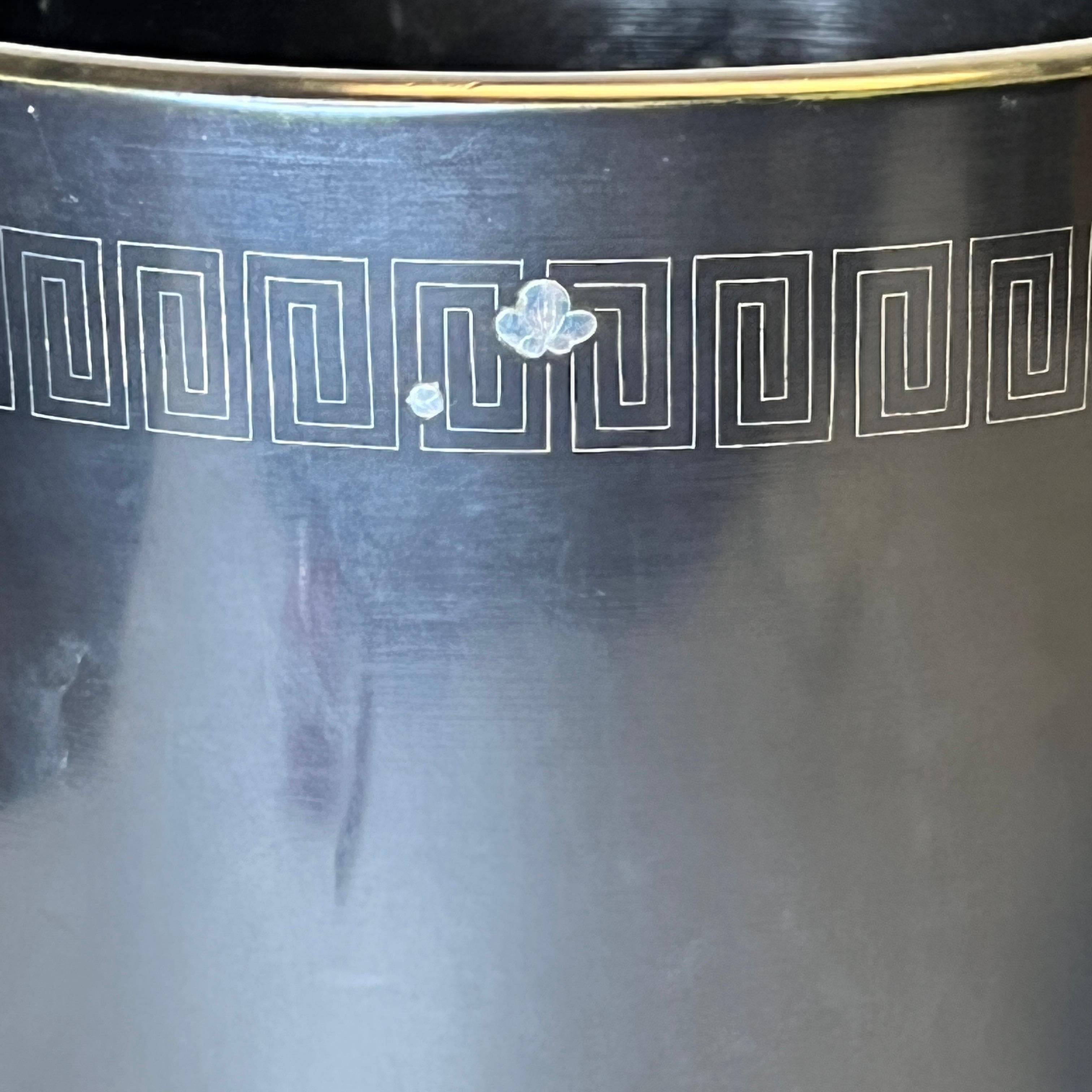 Pair Large Japanese Silver Inlaid Pots or Jardinieres For Sale 4
