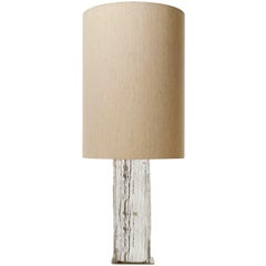 Pair Large Kalmar Table Lamps 'Frankenberg', Glass Nickel Fabric Shades, 1970s