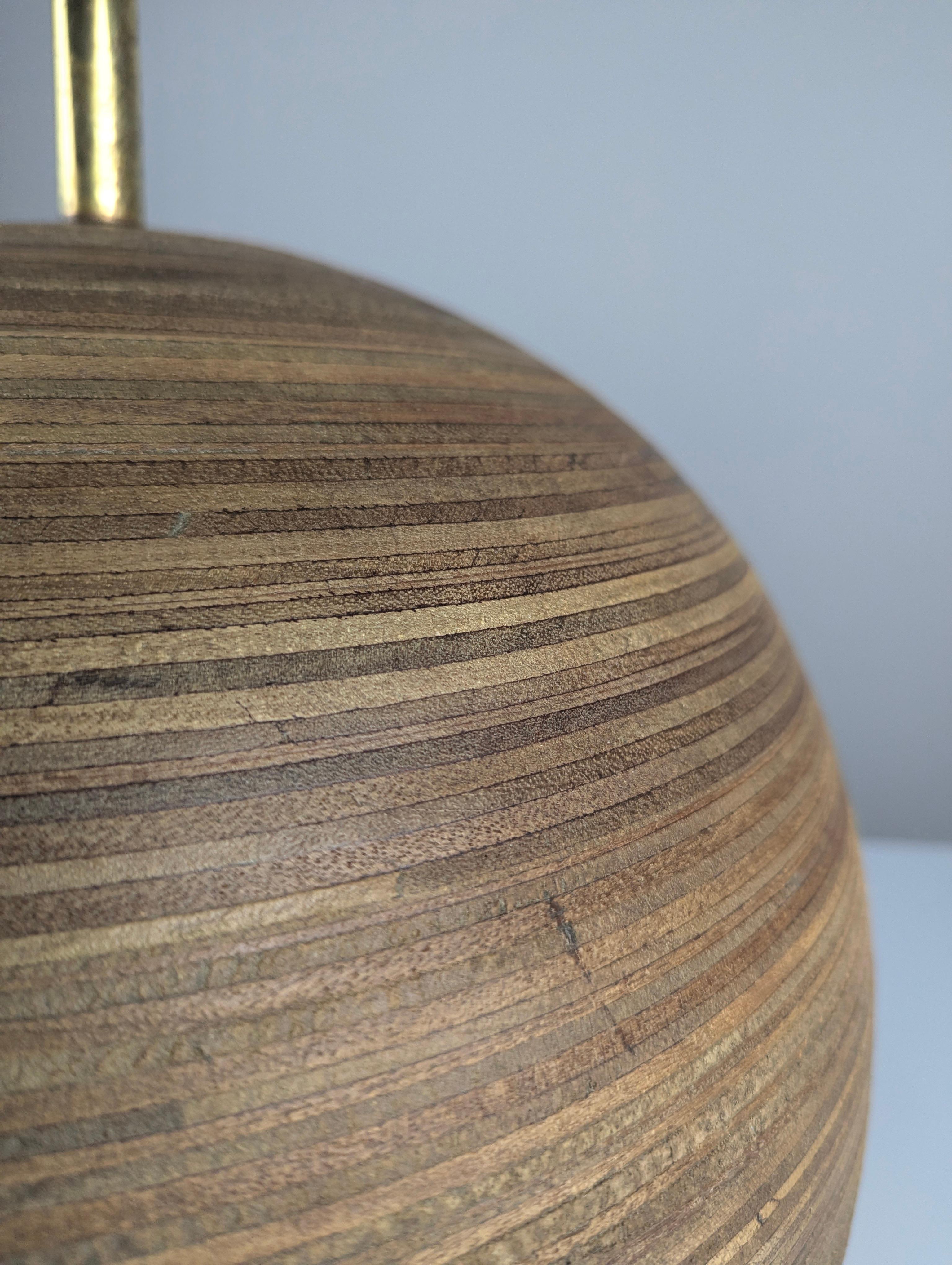 Pair Large Laminated Wood Sphere Lamp, 1960s en vente 3