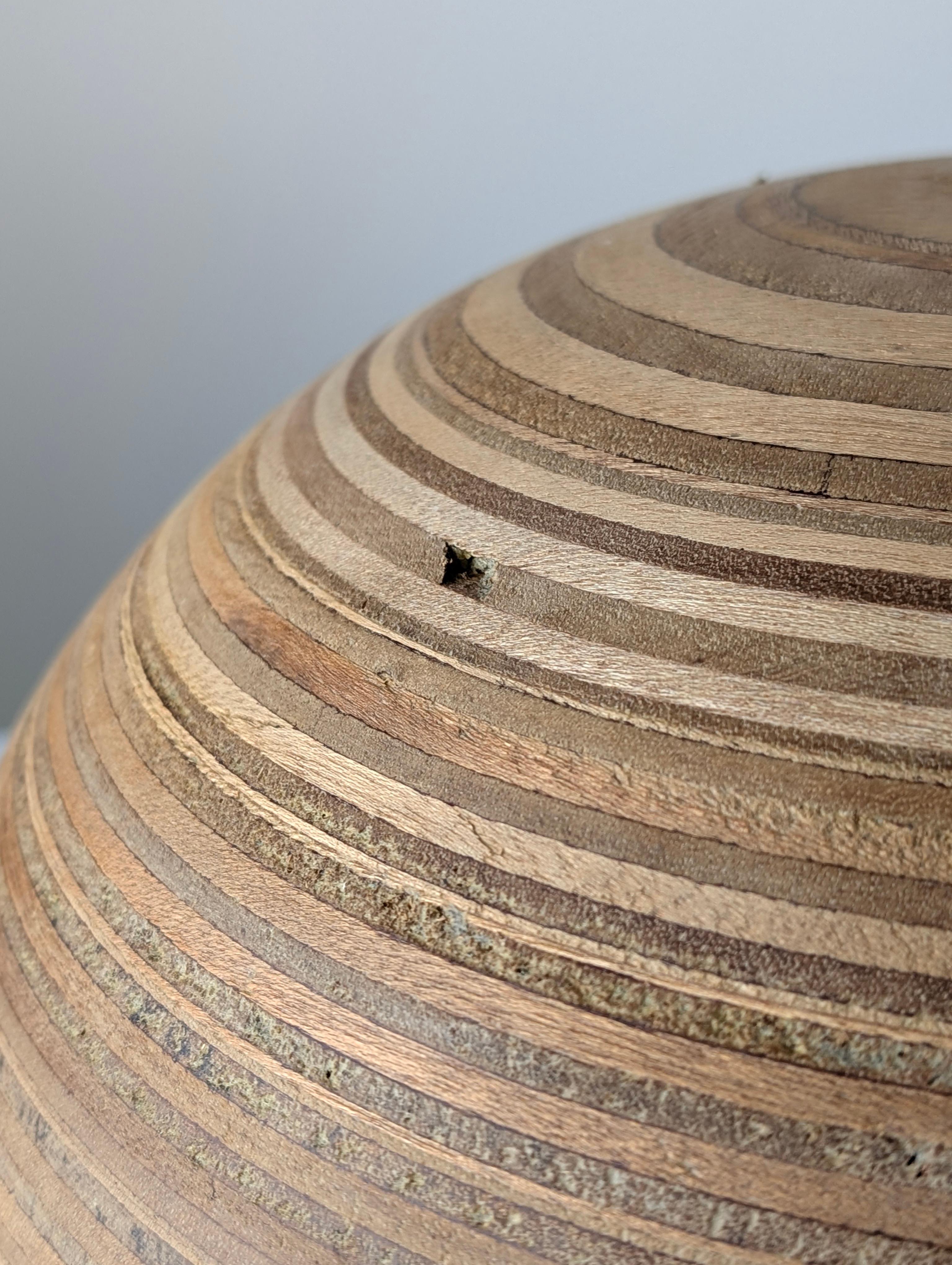 Pair Large Laminated Wood Sphere Lamp, 1960s en vente 5