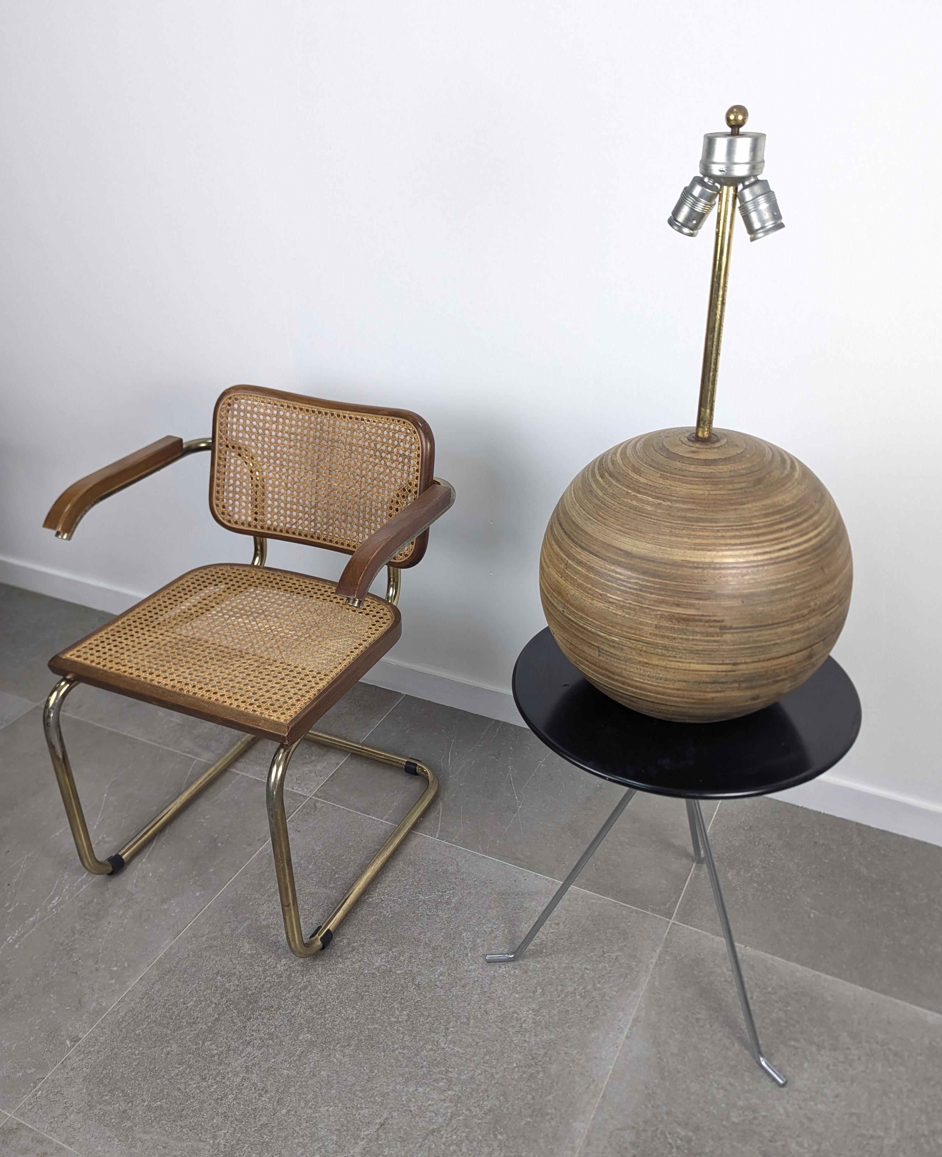 Européen Pair Large Laminated Wood Sphere Lamp, 1960s en vente