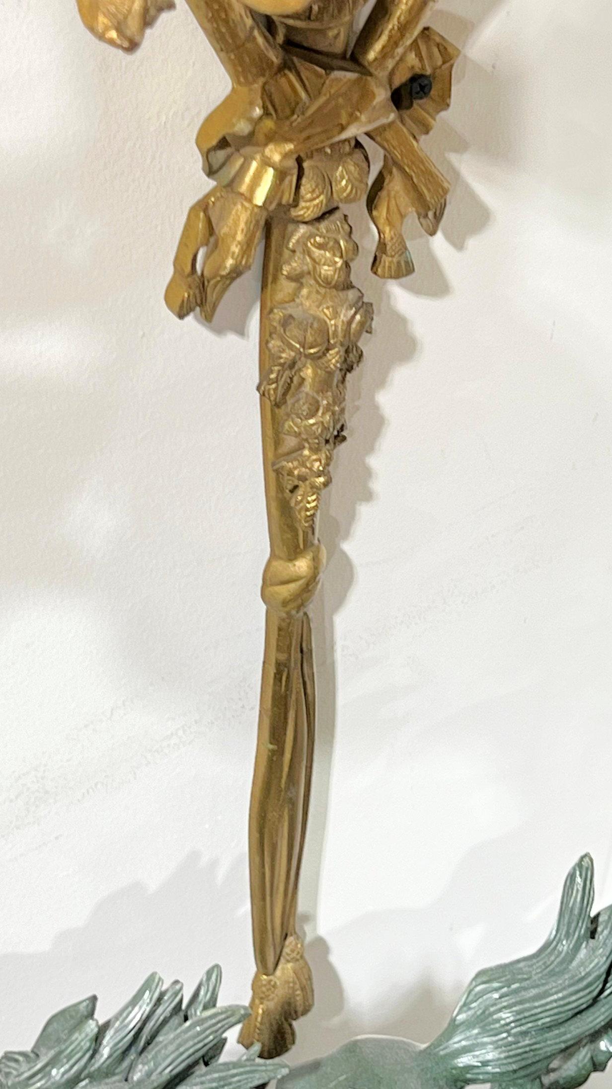 Pair of large French  Louis XVI Style Gilt Bronze Sconces For Sale 1