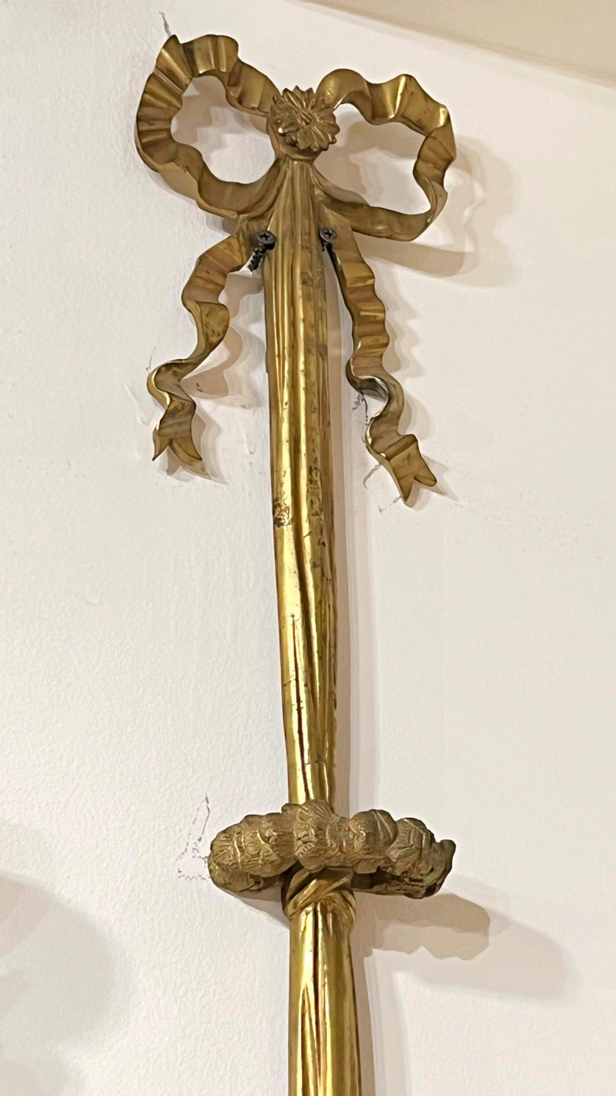 Pair of large French  Louis XVI Style Gilt Bronze Sconces For Sale 2