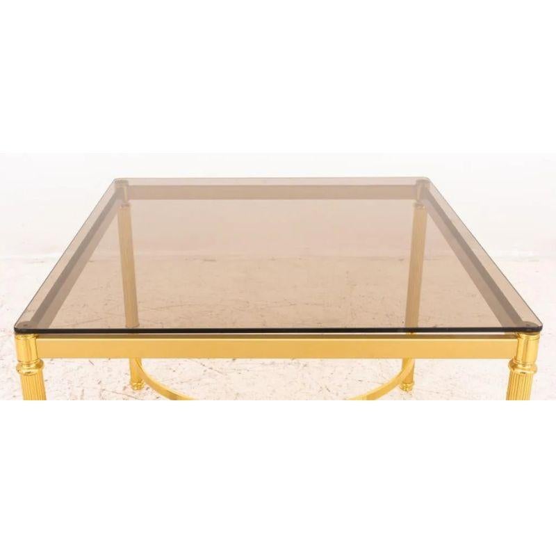 Neoclassical Pair Large Maison Jansen Style Smoked Glass and Gilt Side Tables