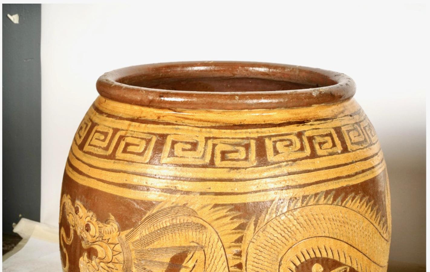 Chinese Export Pair Large Martaban Storage Jars For Sale