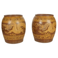 Used Pair Large Martaban Storage Jars