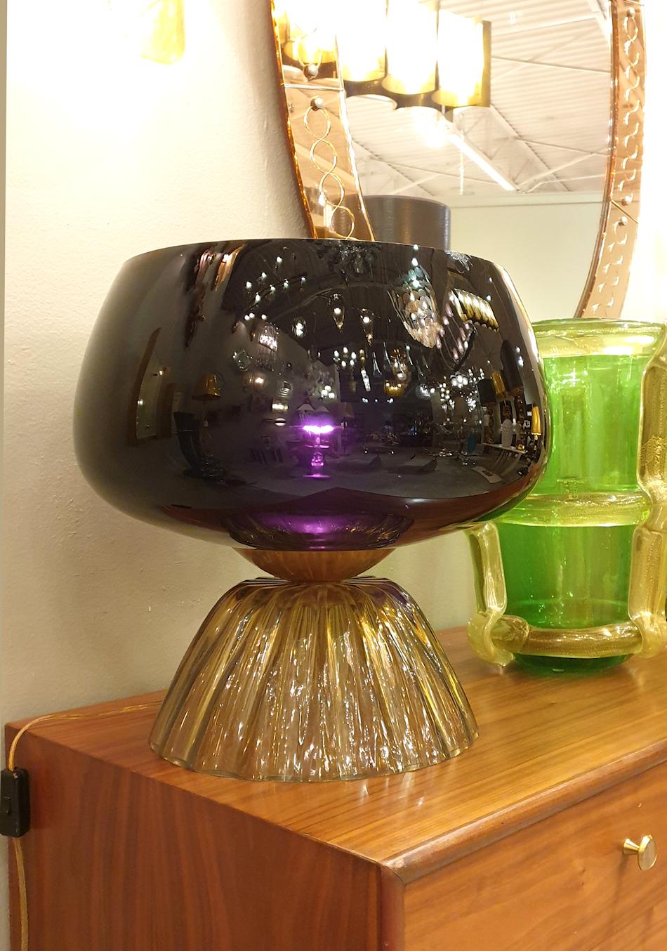Brass Large Murano Glass Table Lamps, Cenedese Style - a pair
