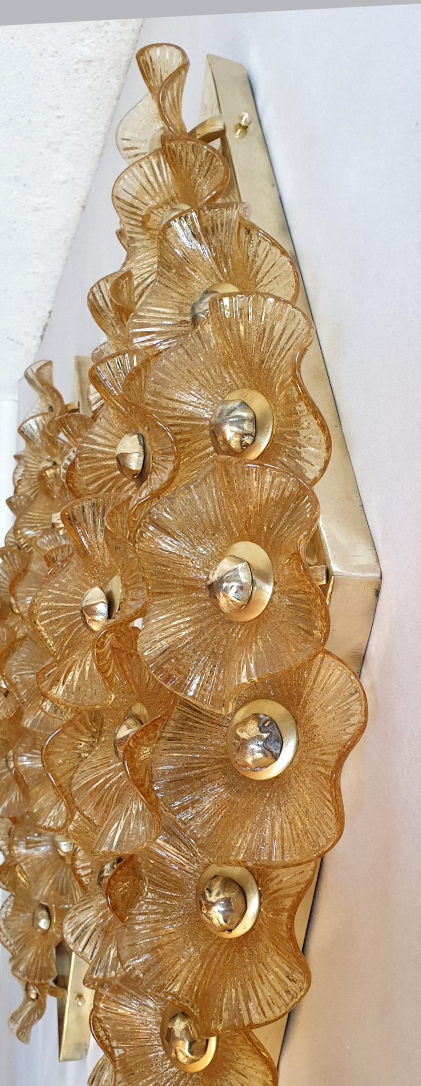 Pair of Mid-Century Modern Murano Glass Sconces/Flush Mounts Venini Attributed 3