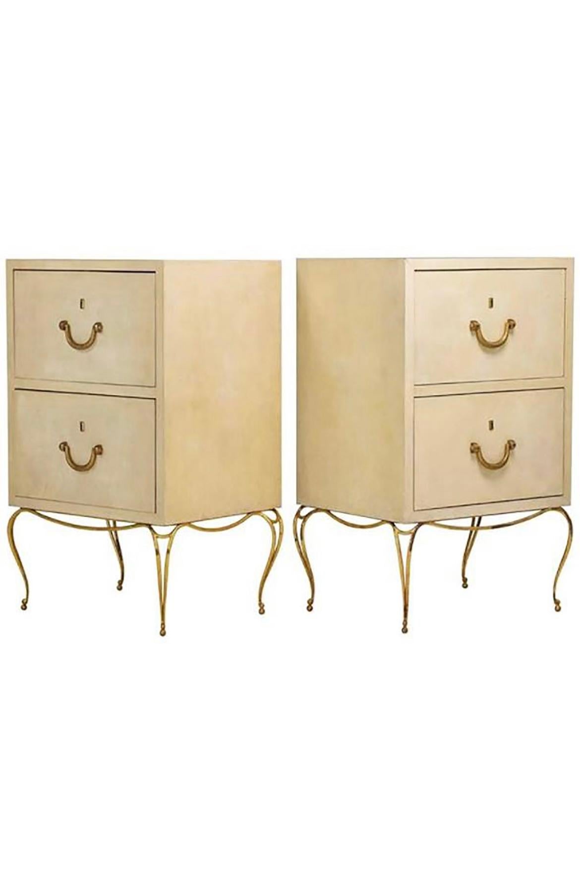 Pair Large Midcentury French Parchment Commodes, Chests or Cabinets, 1950s For Sale 13