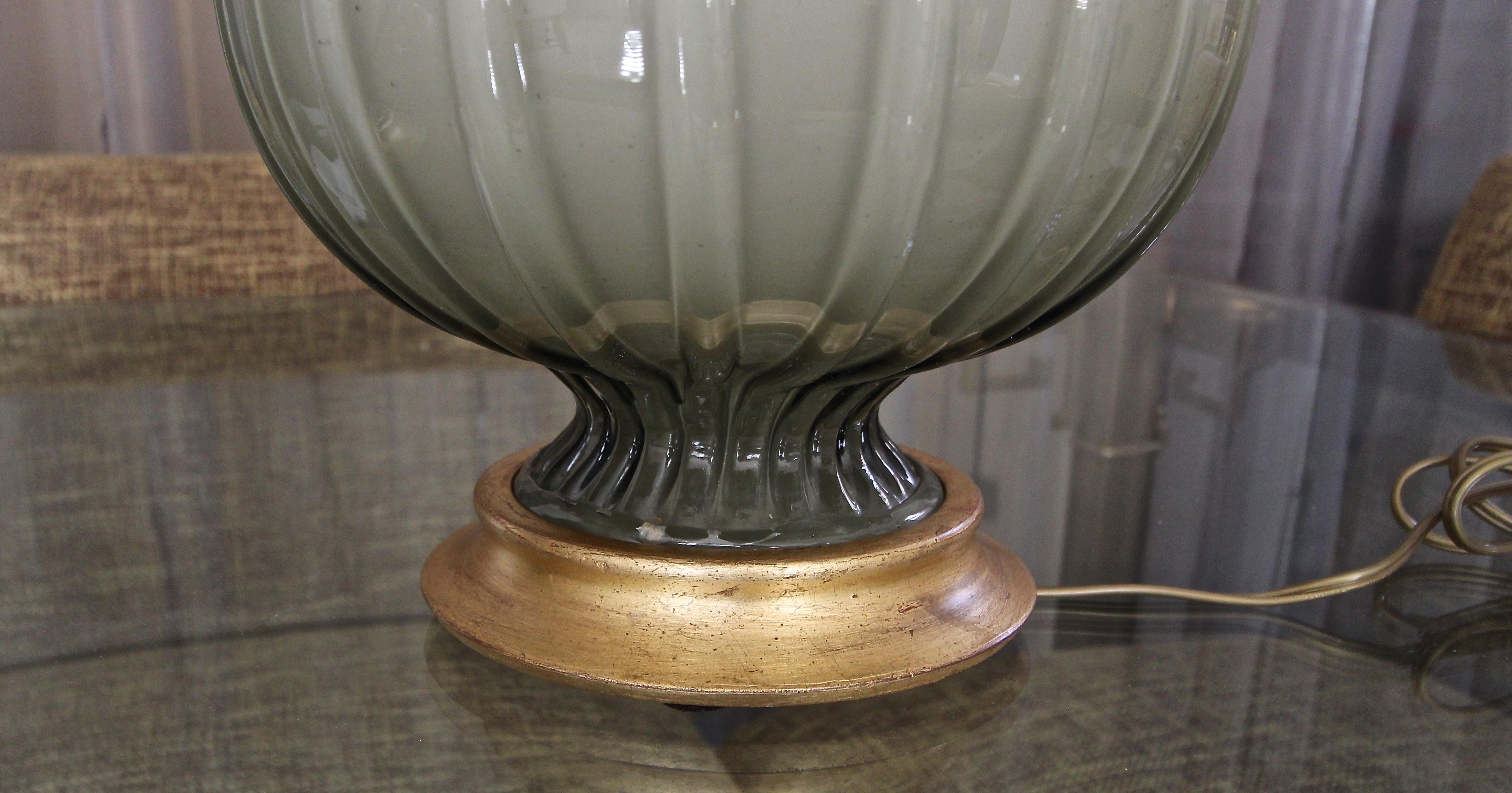 Paire de grandes lampes de bureau Oliver en verre de Murano avec boîtier gris en vente 6