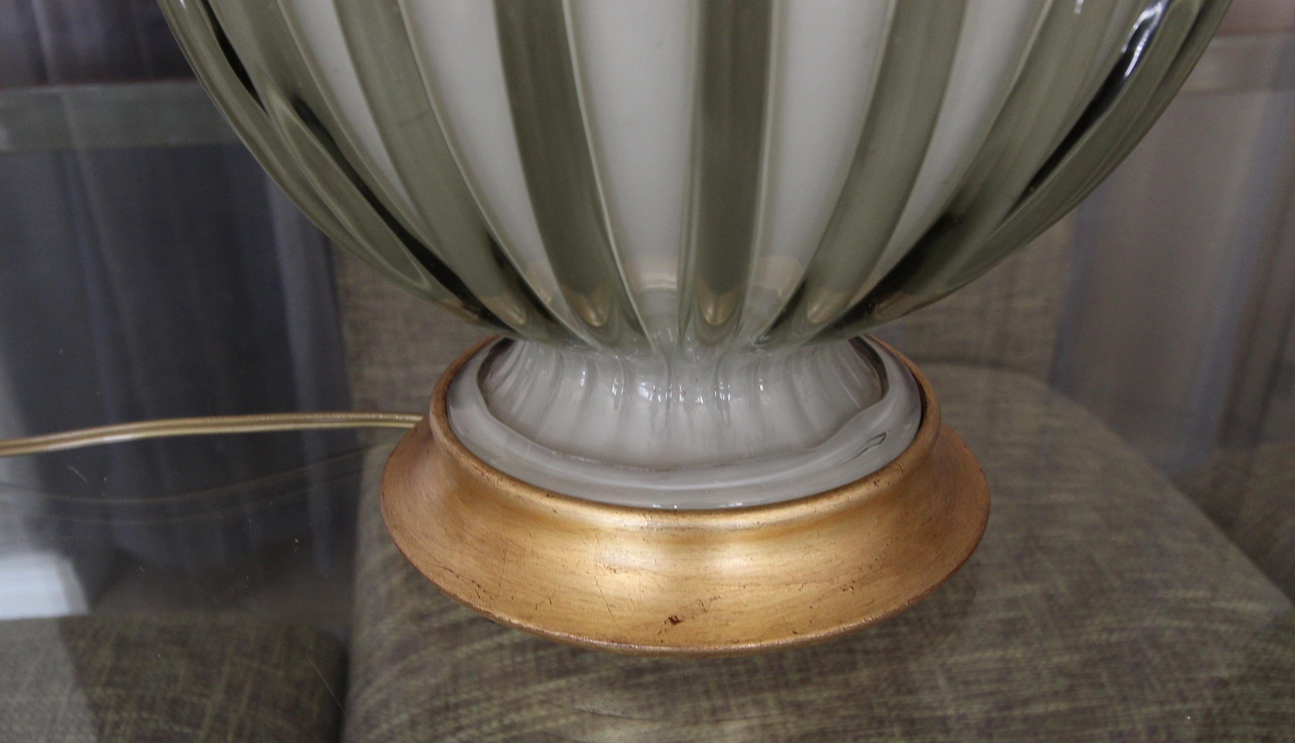 Paire de grandes lampes de bureau Oliver en verre de Murano avec boîtier gris en vente 7