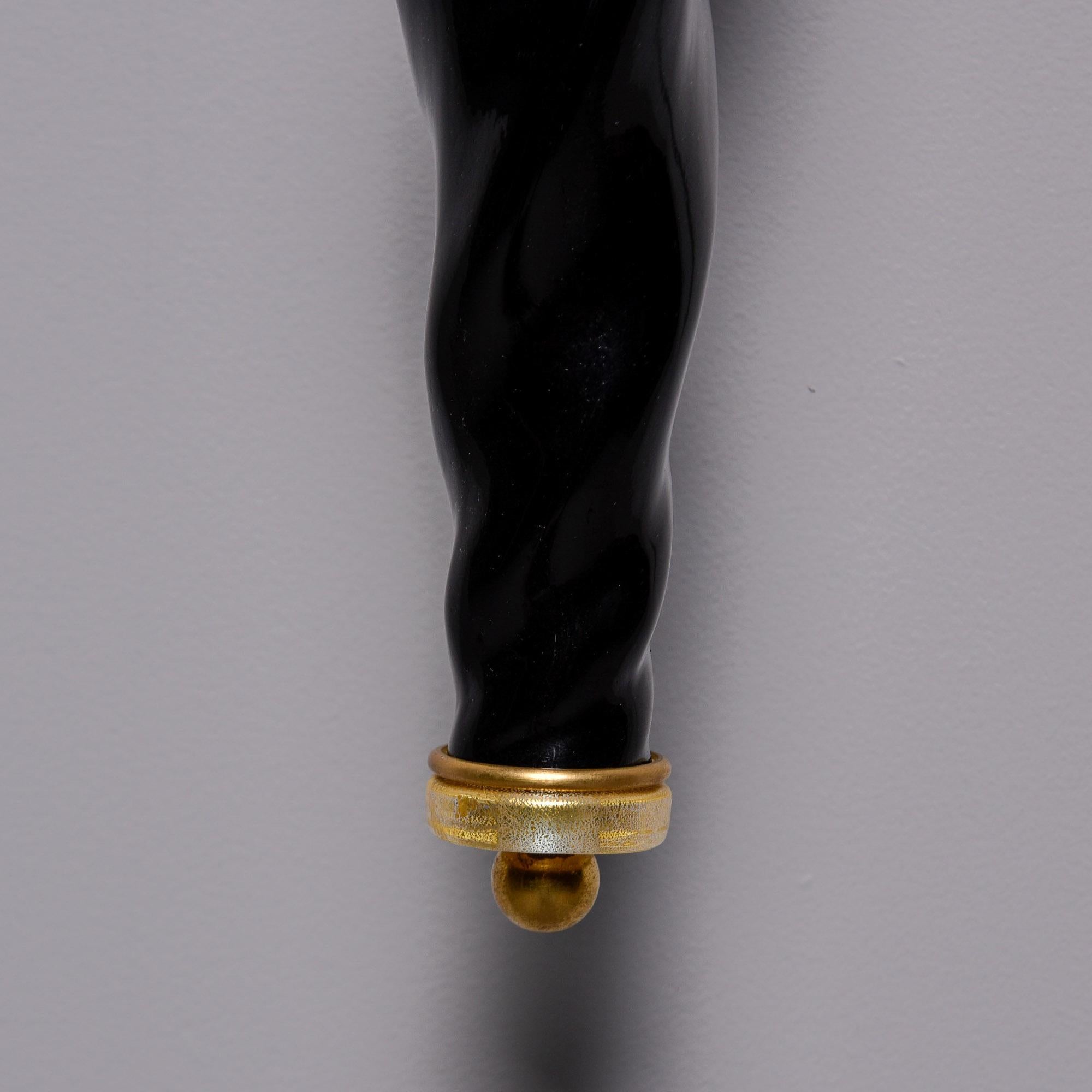 Paire de grandes appliques torchères Murano avec base en verre noir en vente 1