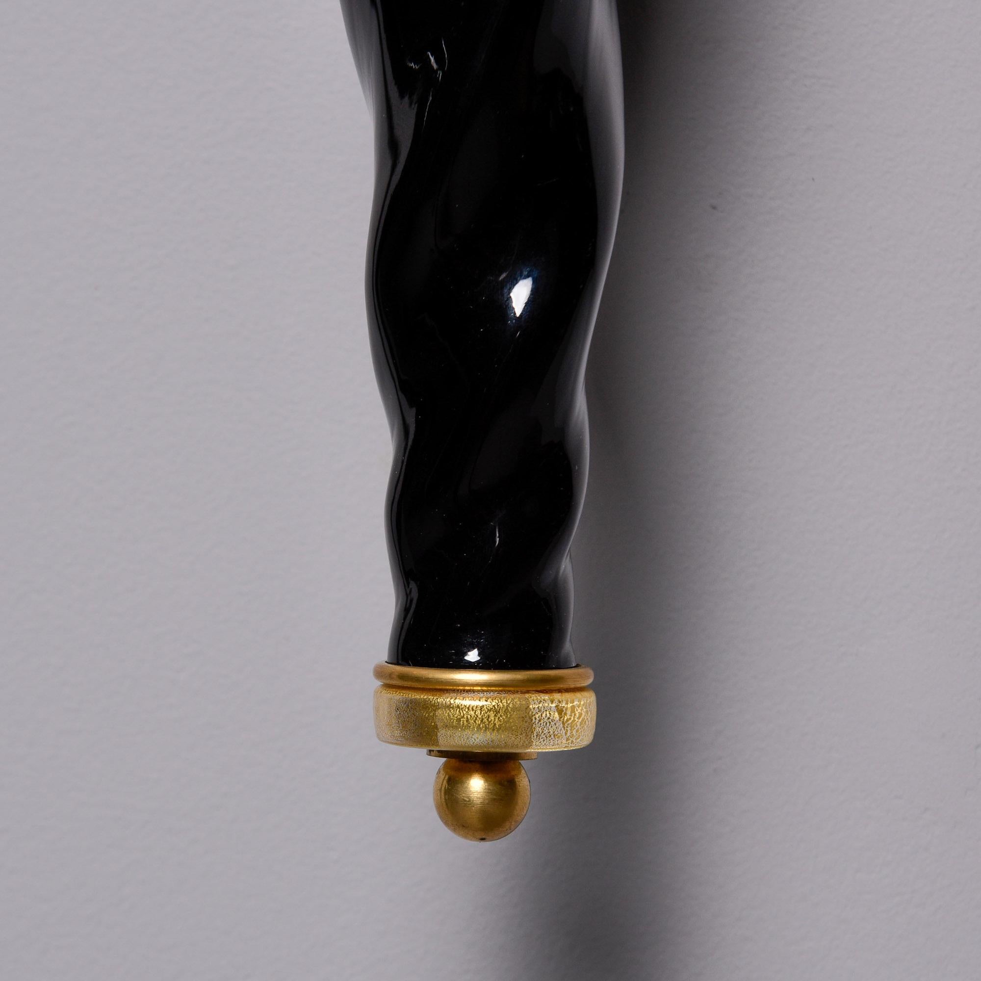 Paire de grandes appliques torchères Murano avec base en verre noir en vente 2