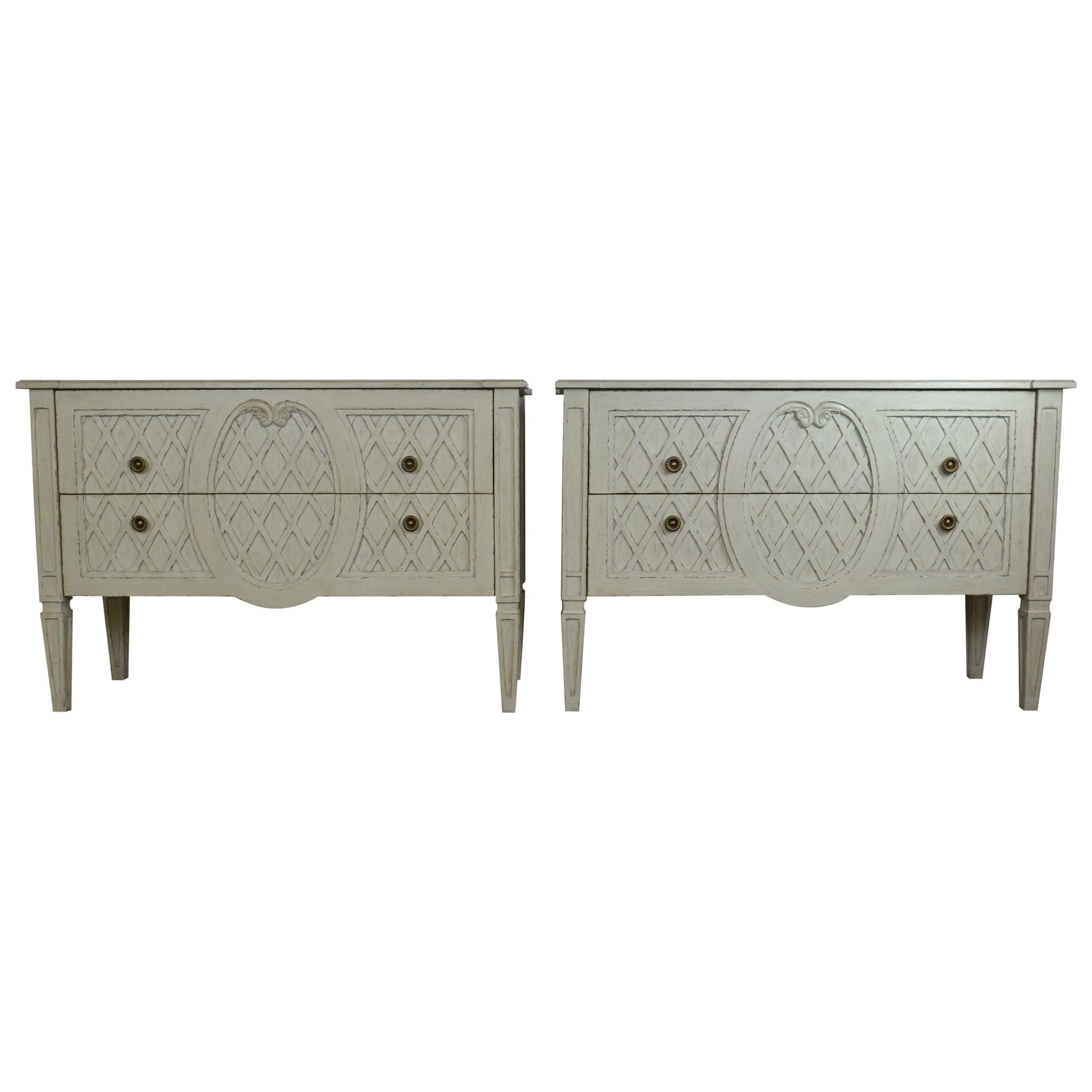 Pair of Large Painted Dressers / Chest of Drawers by Heritage Drexel For Sale
