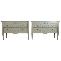 Retro Pair of Large Painted Dressers / Chest of Drawers by Heritage Drexel
