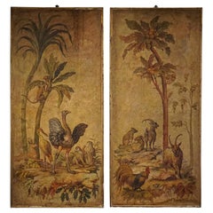 Pair of Large Pair Antique Painted Wall Panels