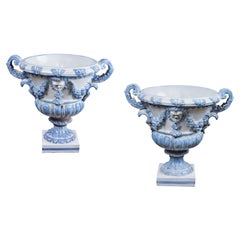 Pair Large Porcelain Glazed Planters