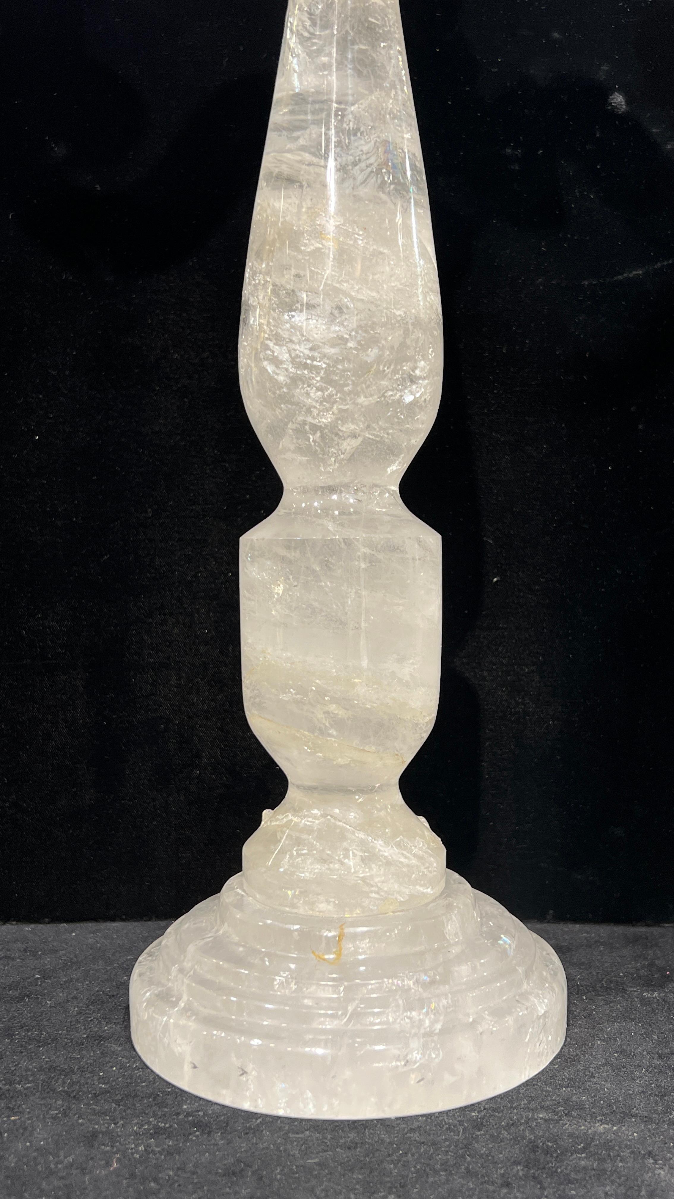 Pair Large Rock Crystal Candelabra Candle Holders In Good Condition For Sale In New York, NY