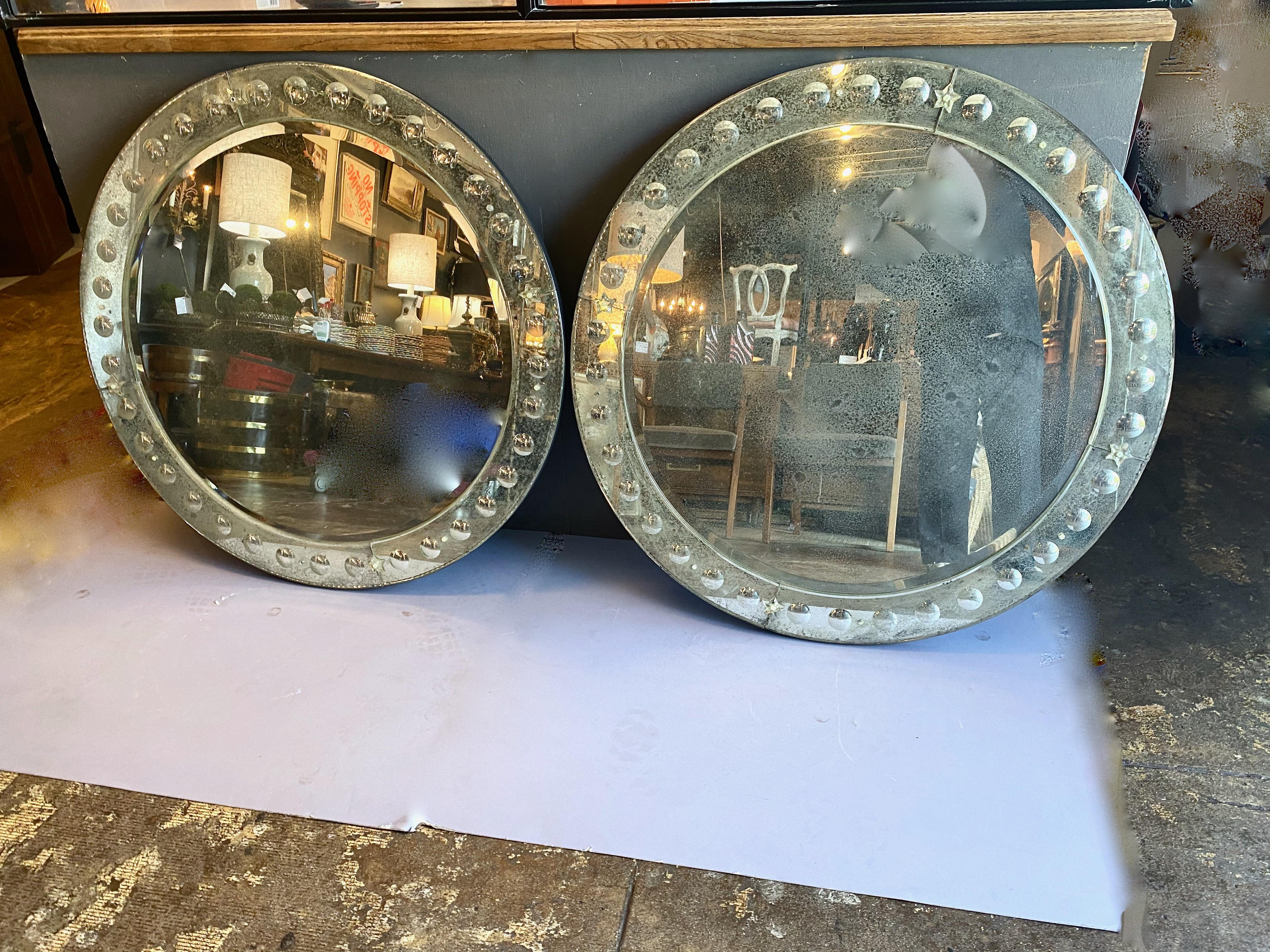 Pair of Large Round Mid-Century Venetian Mirrors 3