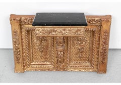 Pair Large Scale Elaborately Carved And Gilt Marble Top Brackets