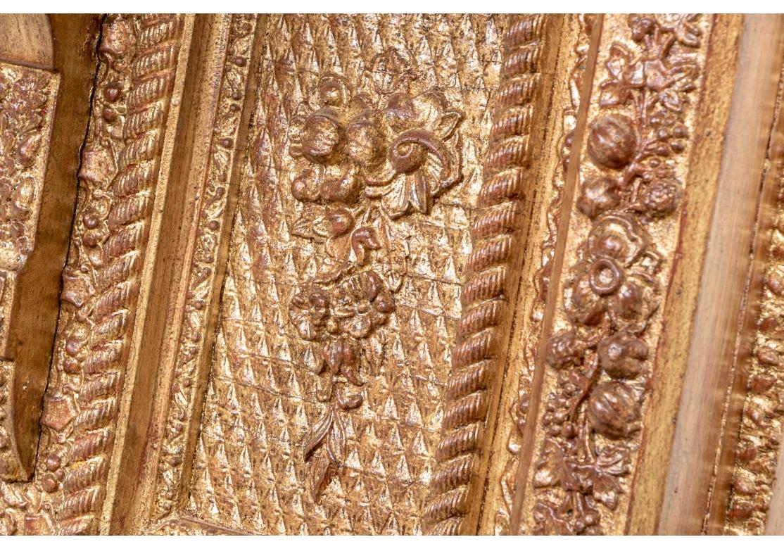 Pair Large Scale Elaborately Carved And Gilt Marble Top Brackets For Sale 2