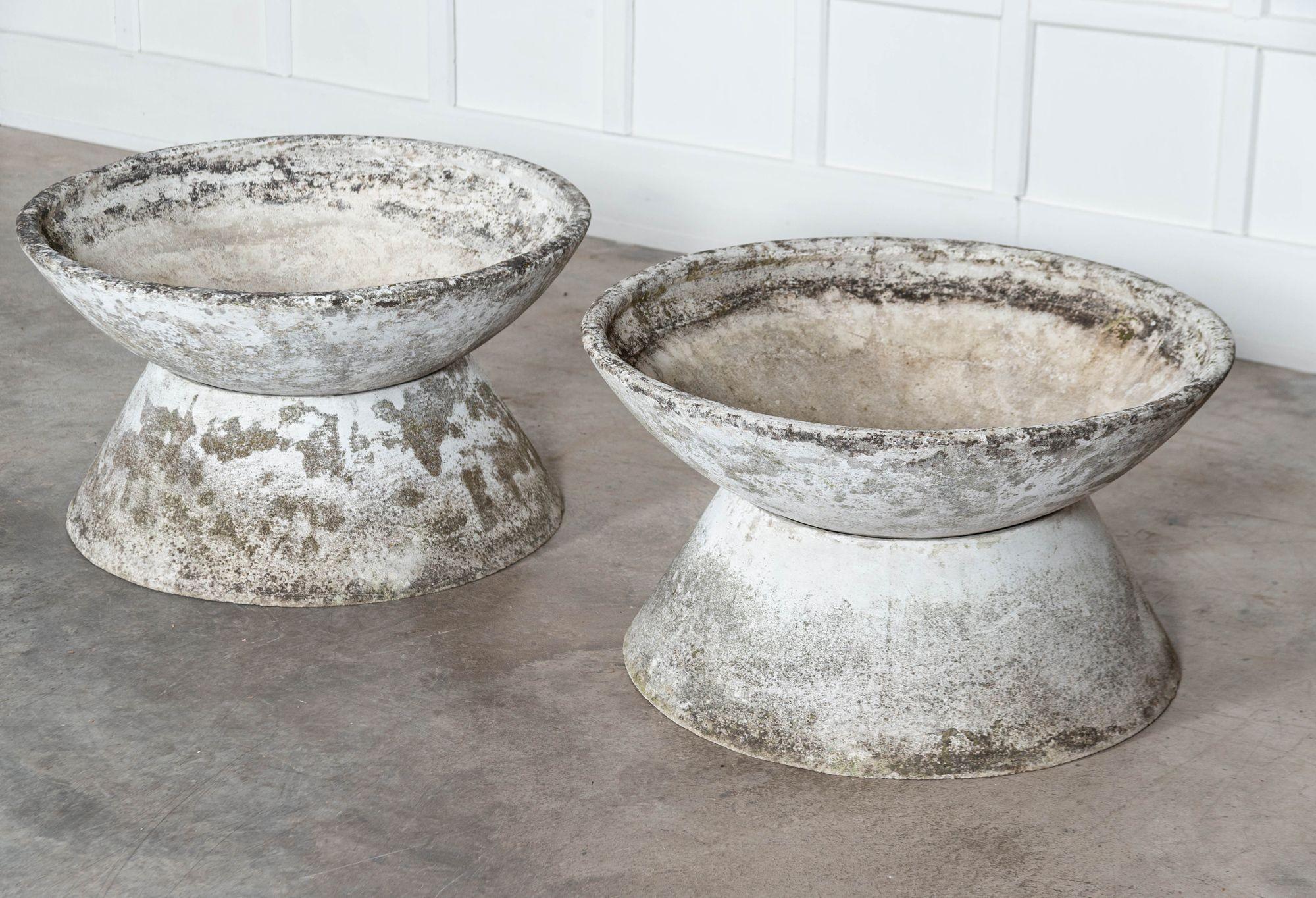 Pair Large Scale Willy Guhl Concrete Planters For Sale 1