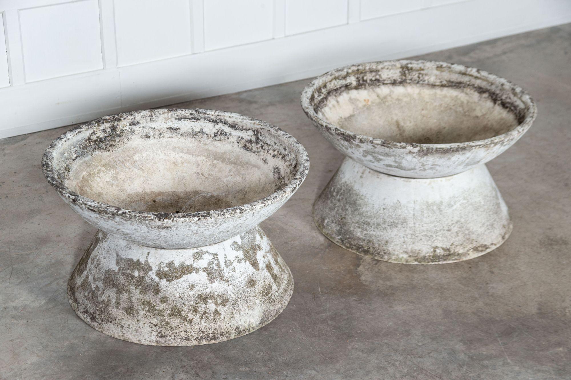 Pair Large Scale Willy Guhl Concrete Planters For Sale 4